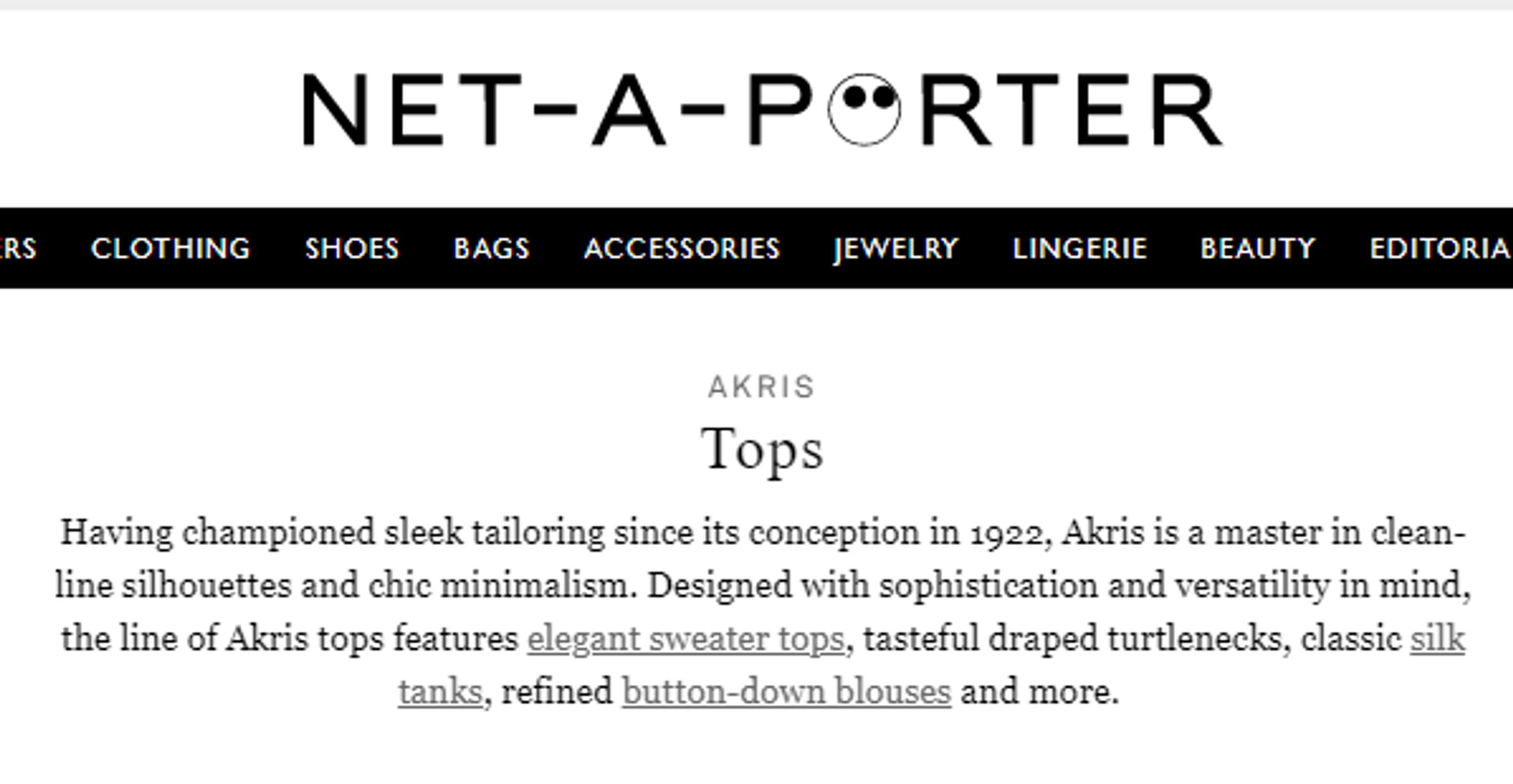 SEO Web Copy for NET-A-PORTER by Sophie Deering