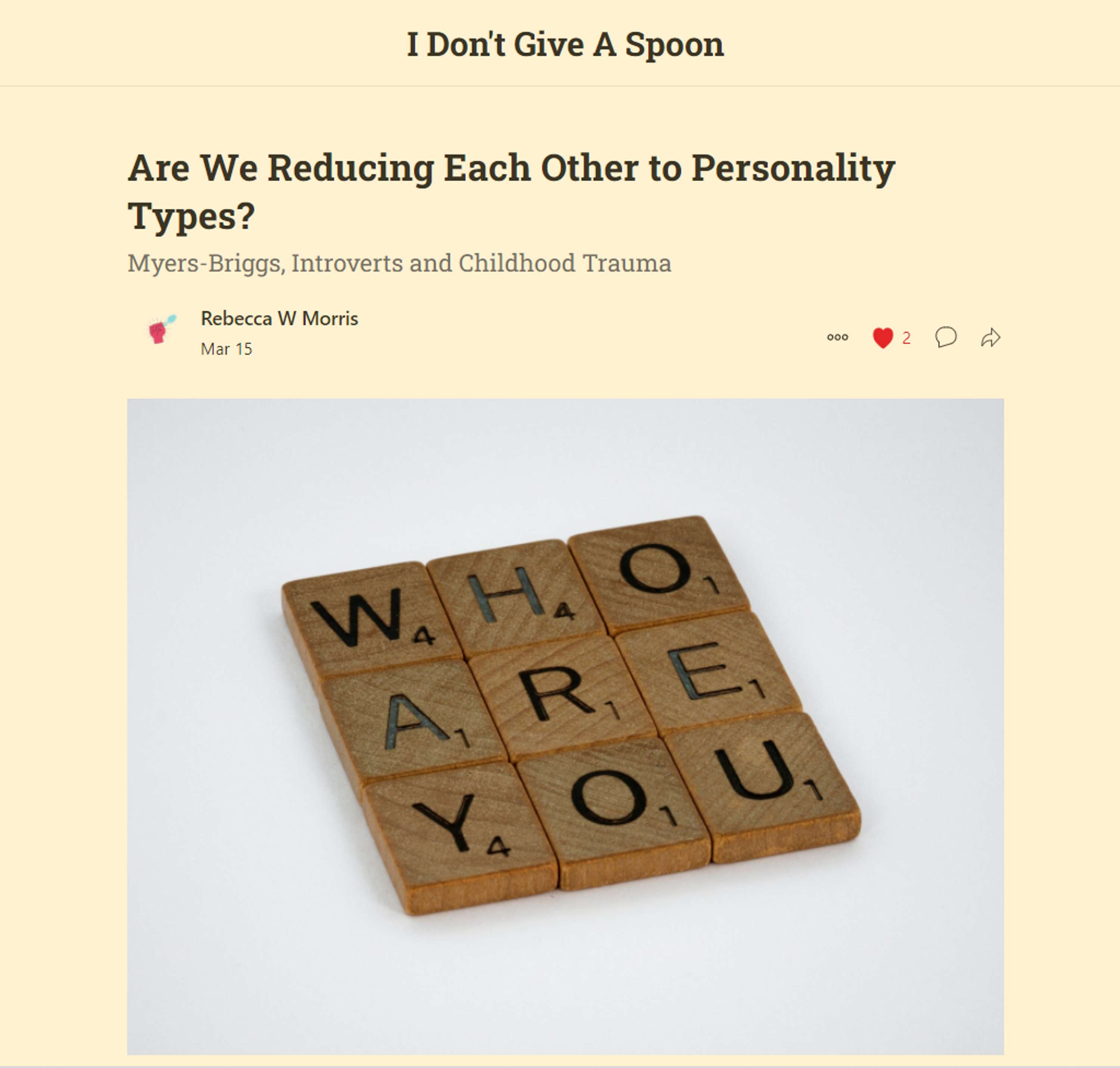 Are We Reducing Each Other to Personality Types? by Rebecca W Morris