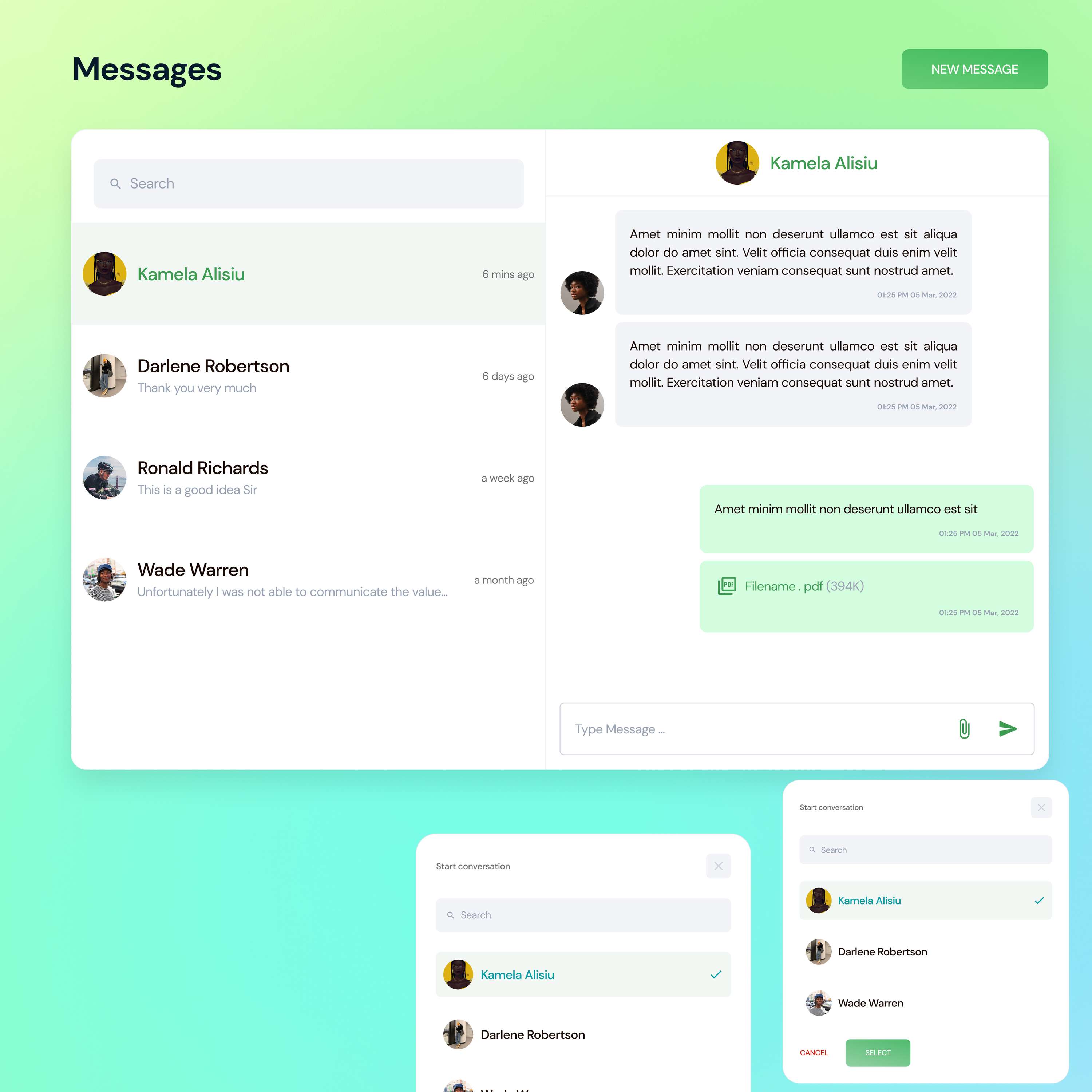 Messaging UI by Hakeem Adjei