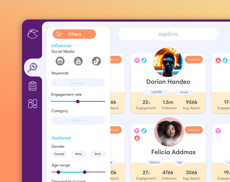 Influencer management tool by Brita Lapatza