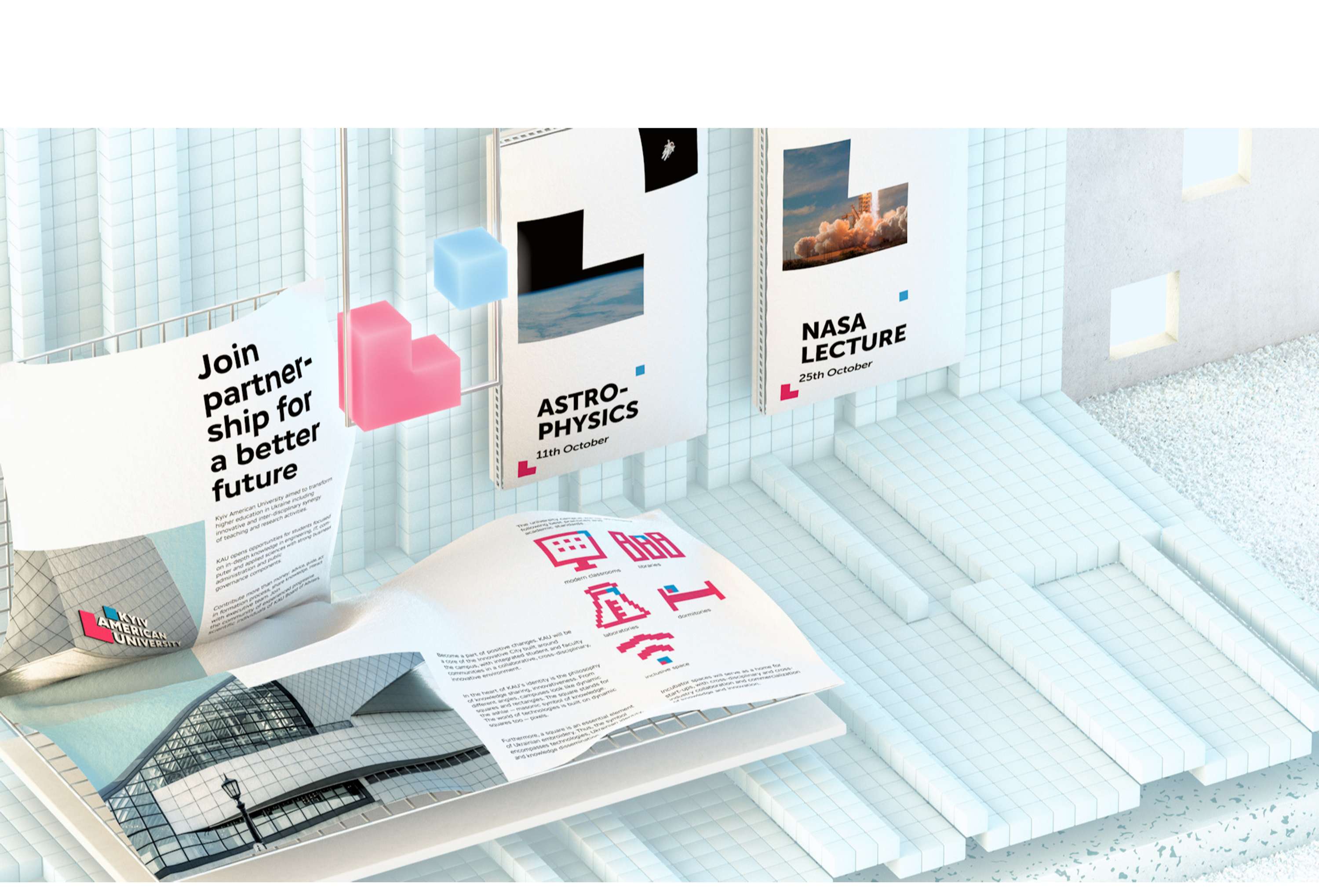 3D Identity & Website for the Kyiv American University by Sve & Ka Crea2ors