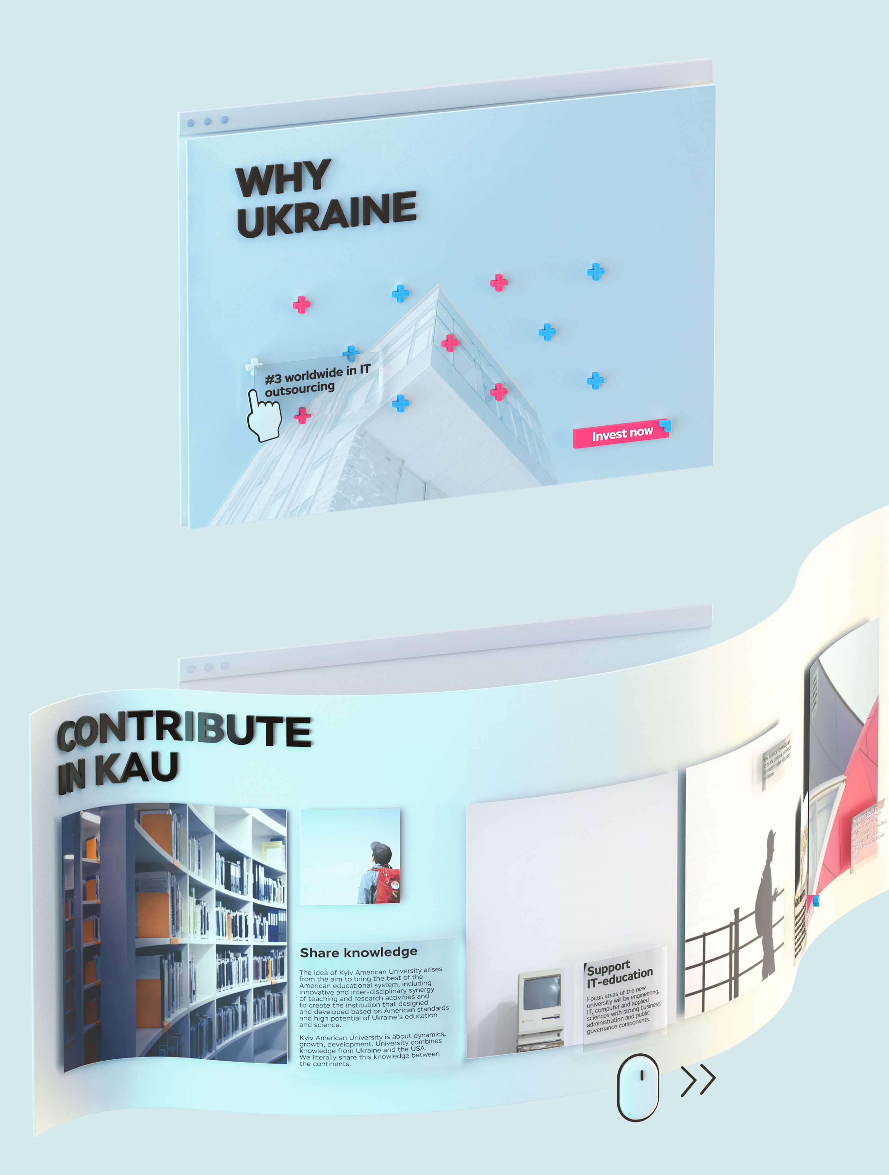 3D Identity & Website for the Kyiv American University by Sve & Ka Crea2ors