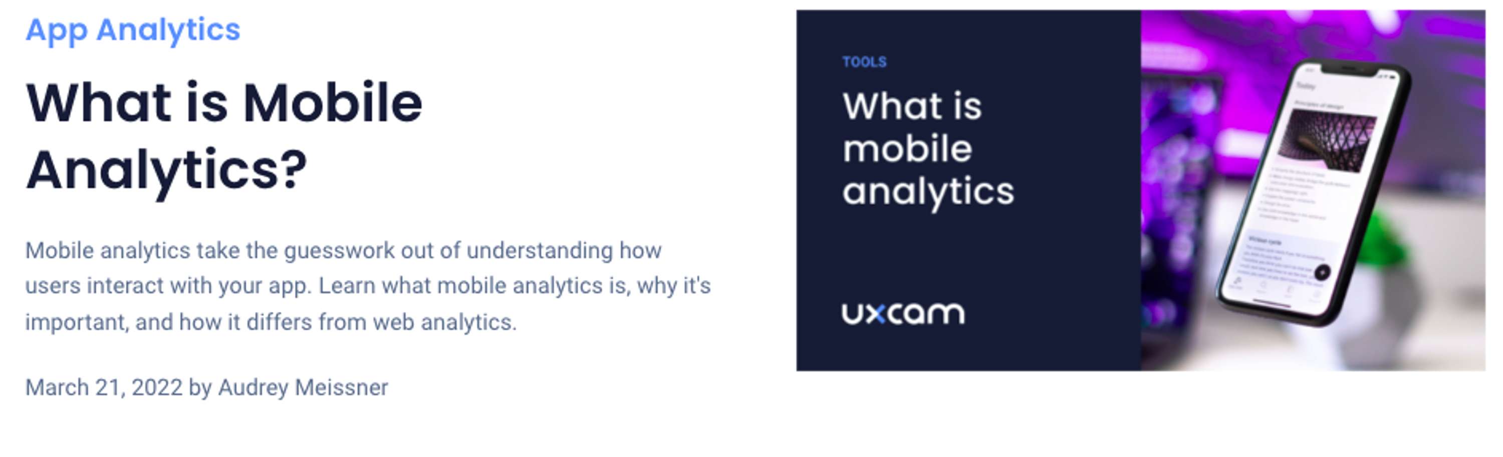 Blog content for user experience analytics for mobile company by Audrey Meissner