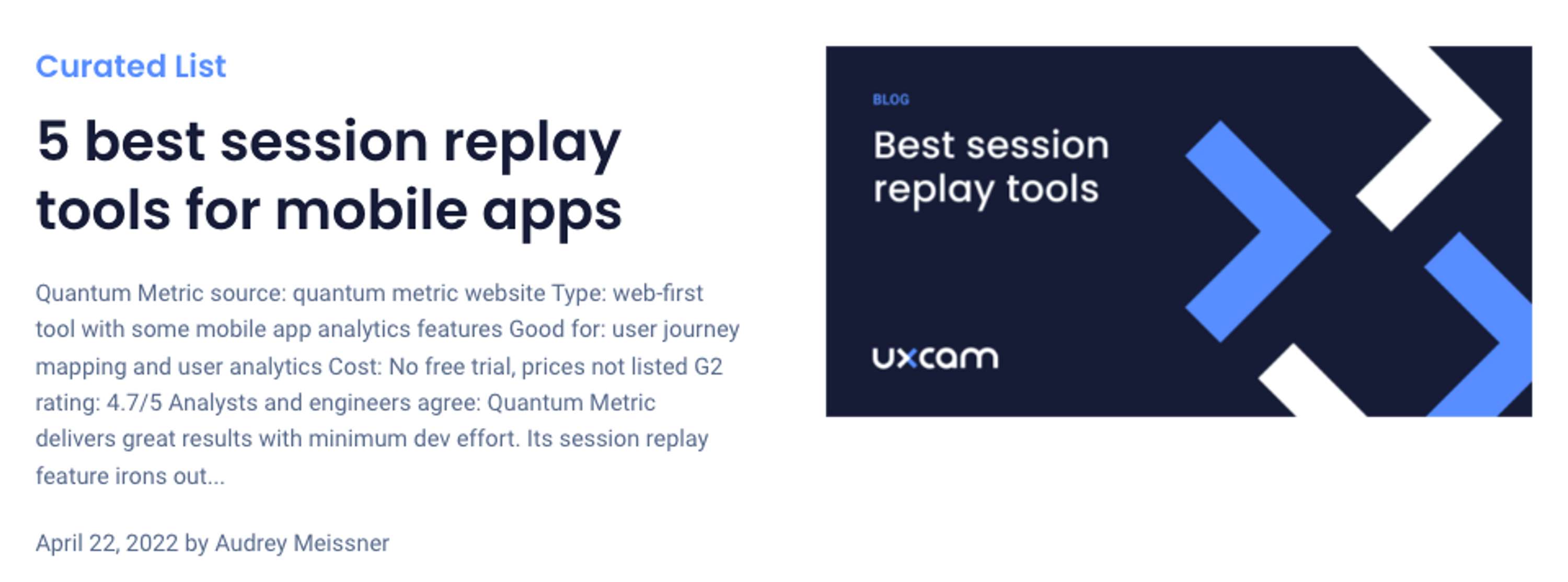Blog content for user experience analytics for mobile company by Audrey Meissner