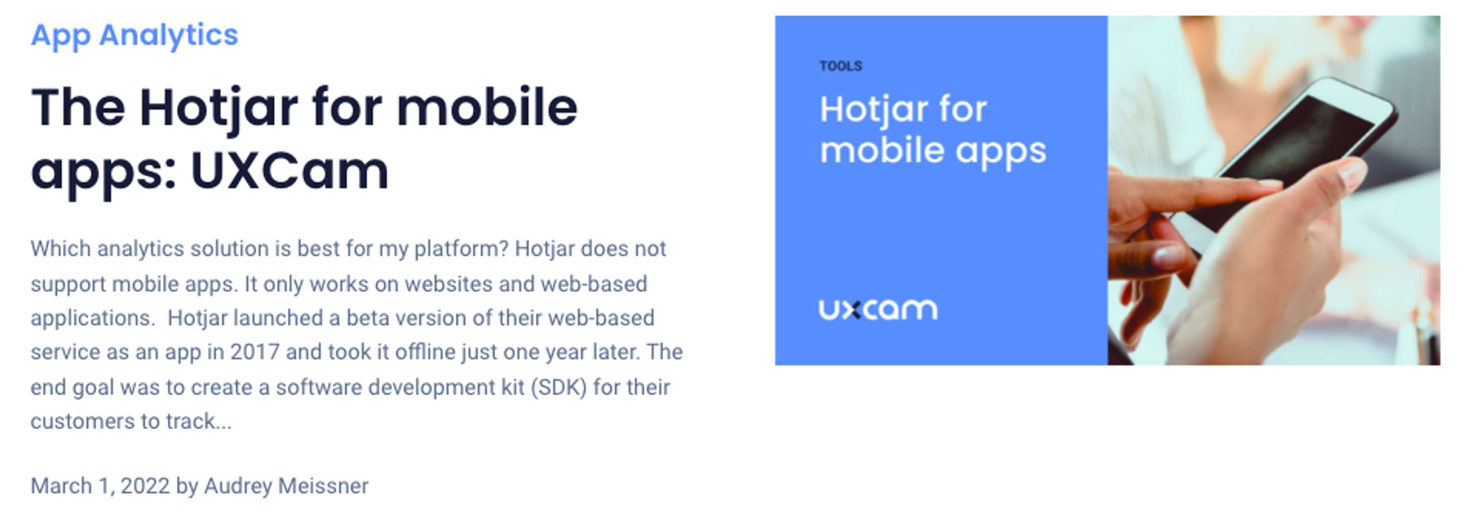 Blog content for user experience analytics for mobile company by Audrey Meissner