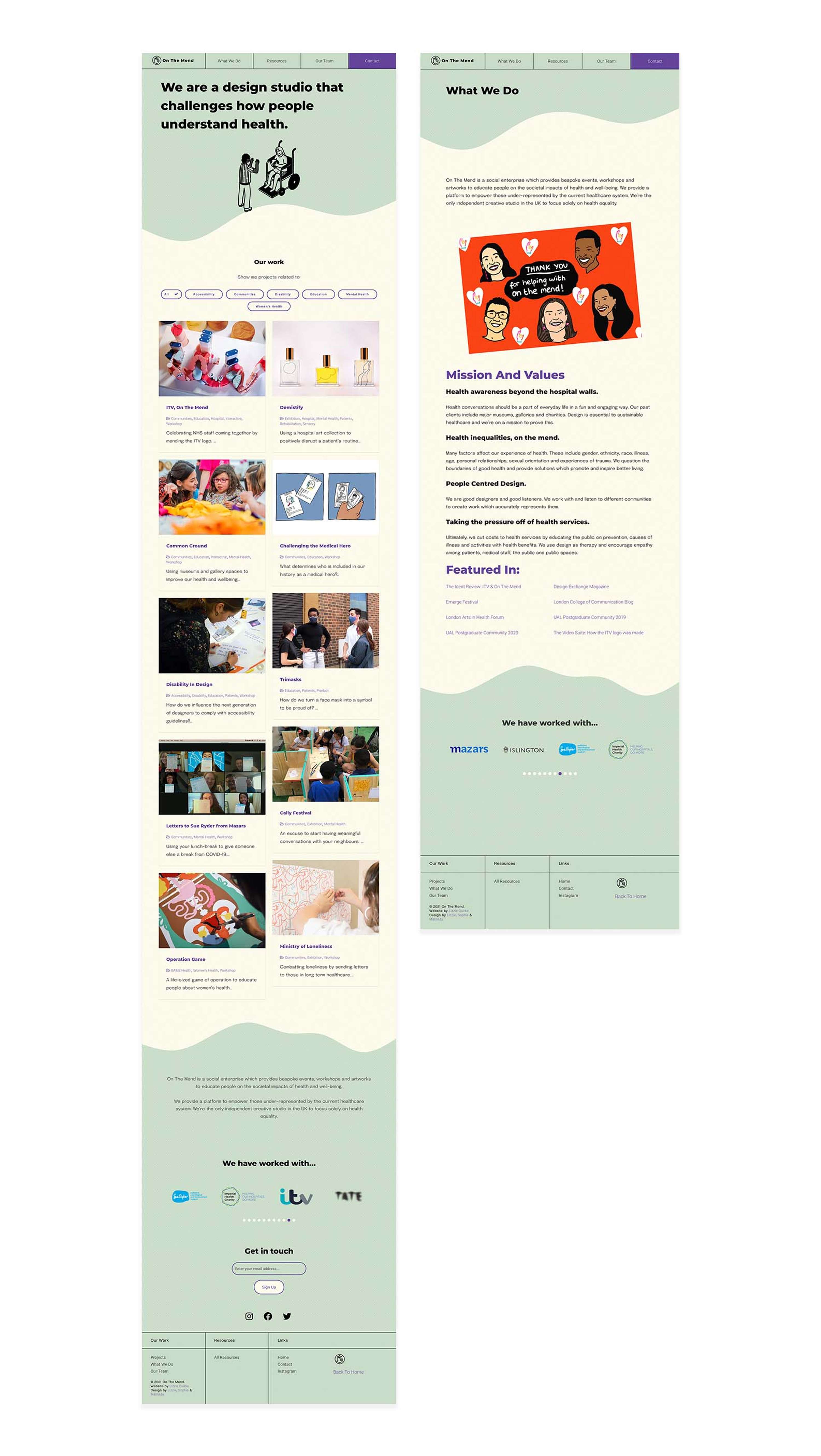 Web Build + Design - On The Mend & Sophia Luu by Lizzie Quirke