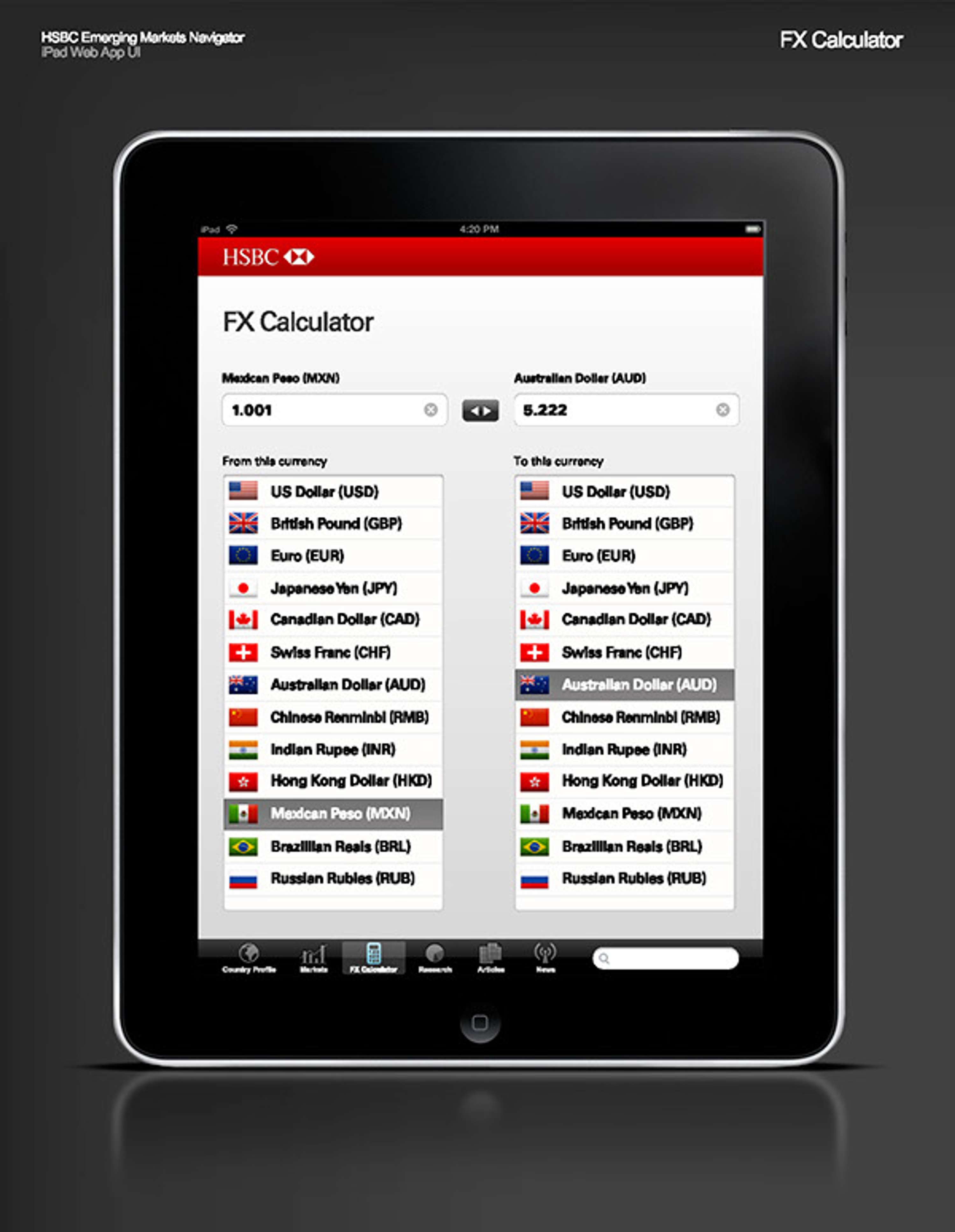 HSBC Emerging Markerts Navigator app by Daran Kandasamy