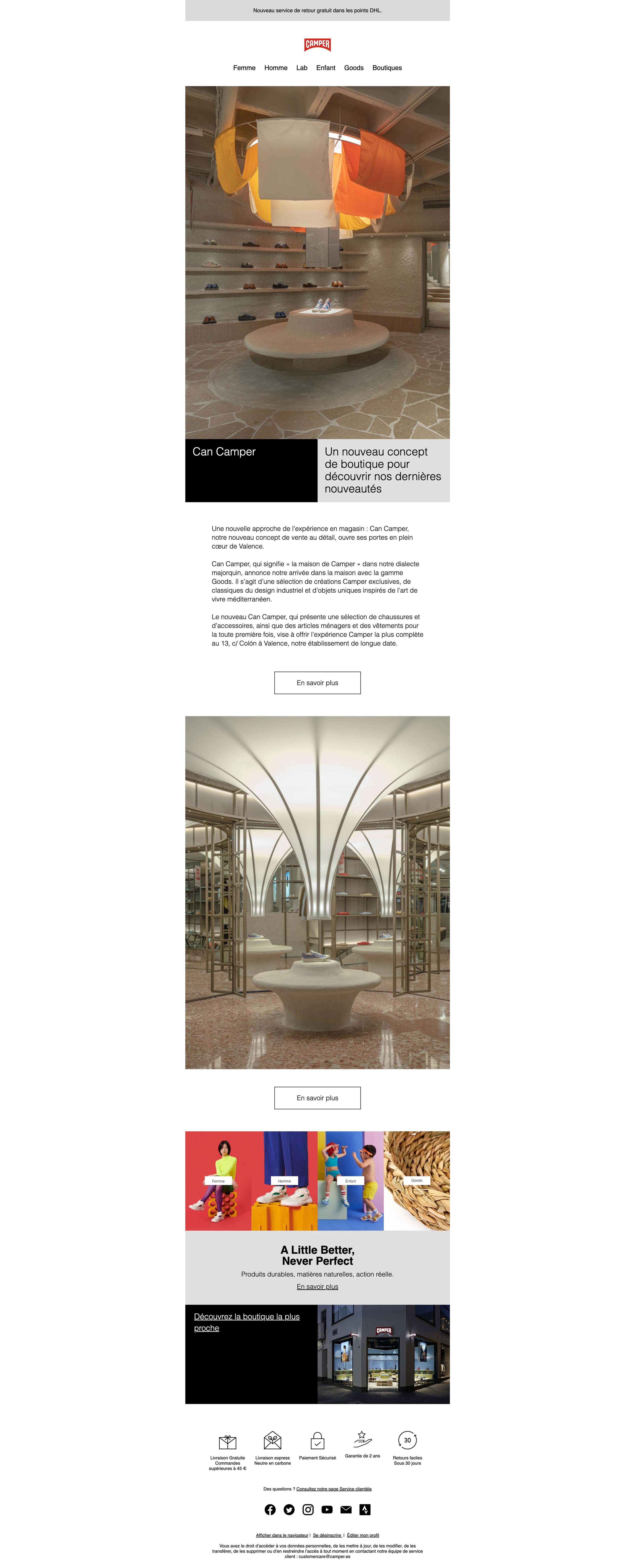 CAMPER : creation/revision of copy for the newsletters of Camper France by Jean-François Adjabahoué