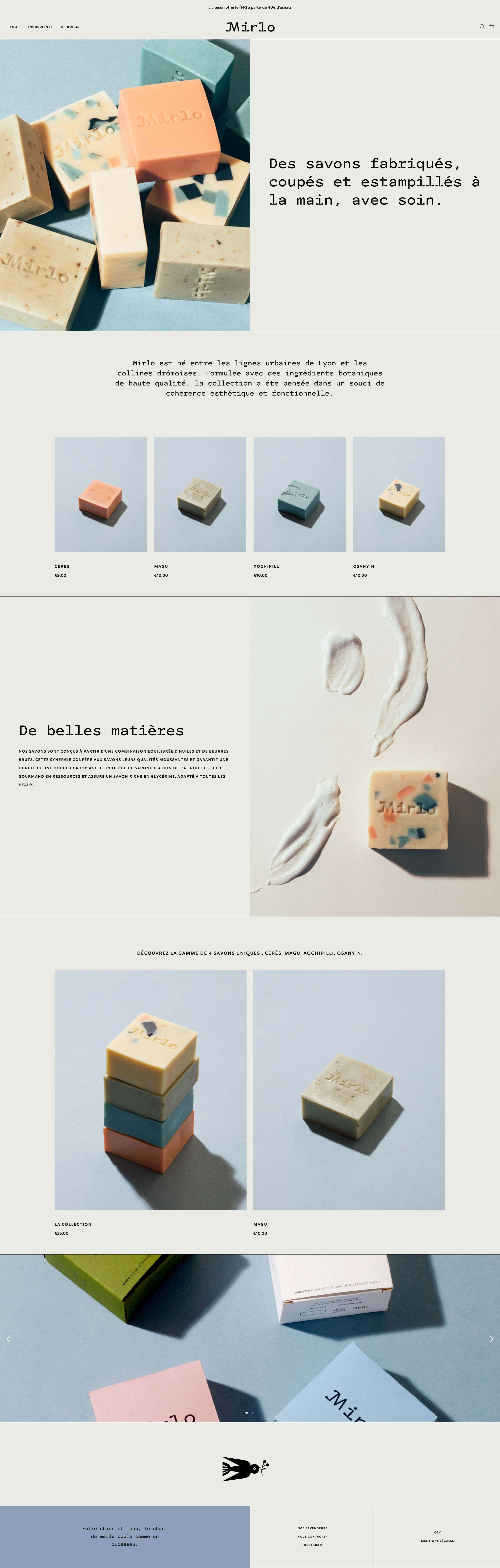 MIRLO : creating copy for the one-of-a-kind savonnerie based in Drôme/Lyon, France by Jean-François Adjabahoué