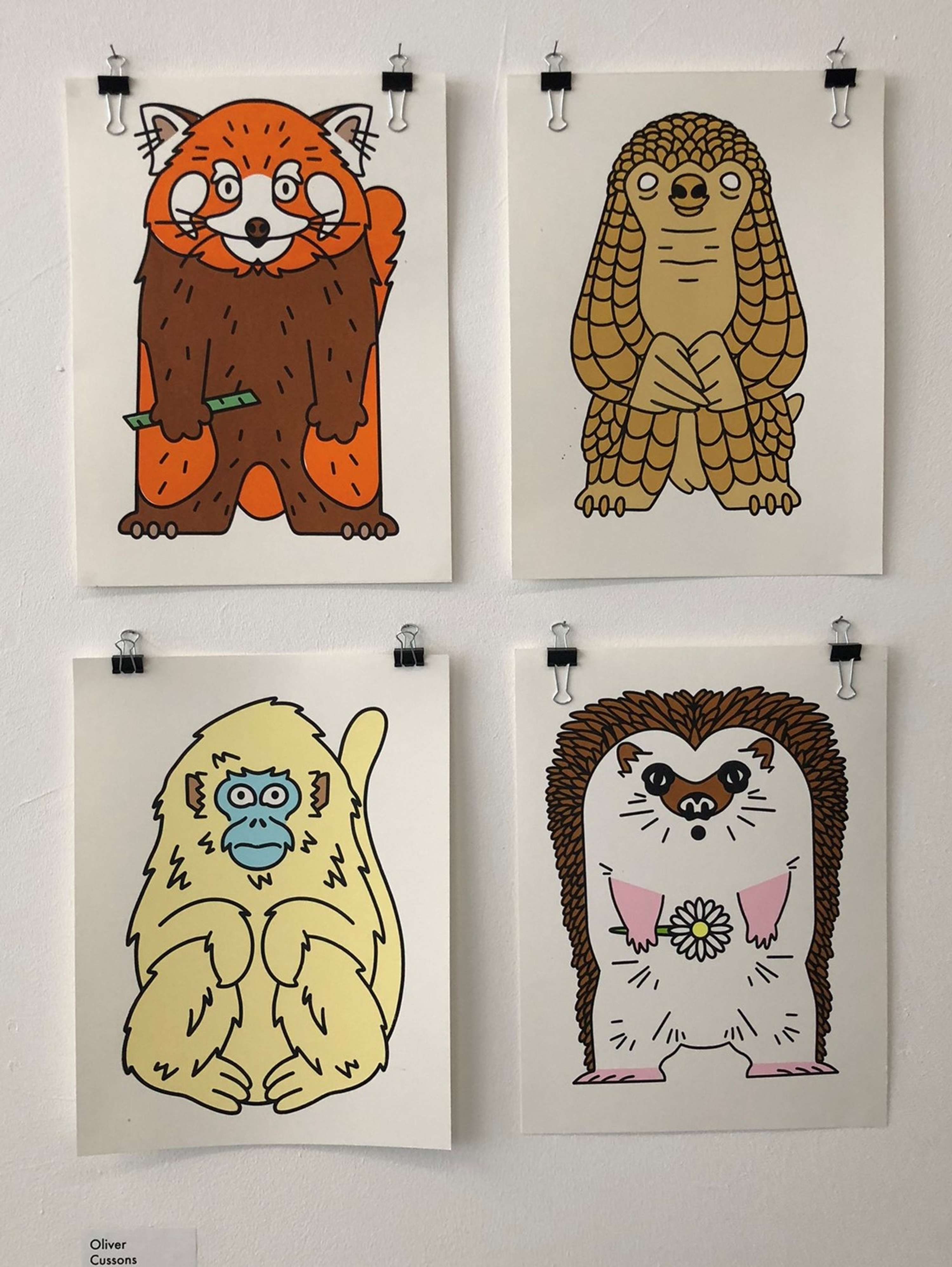Animal screen prints and risographs by Oliver Cussons