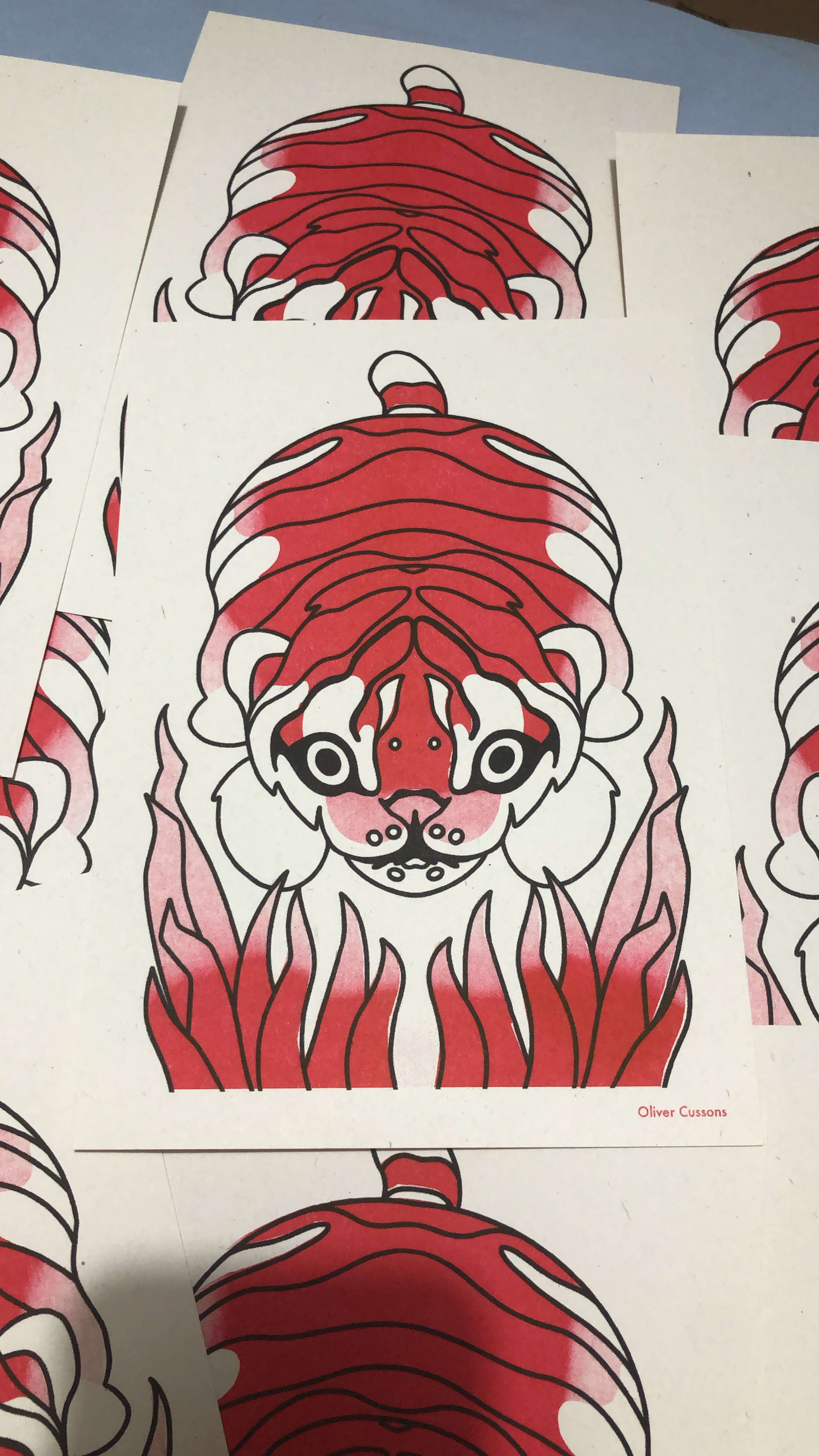Animal screen prints and risographs by Oliver Cussons