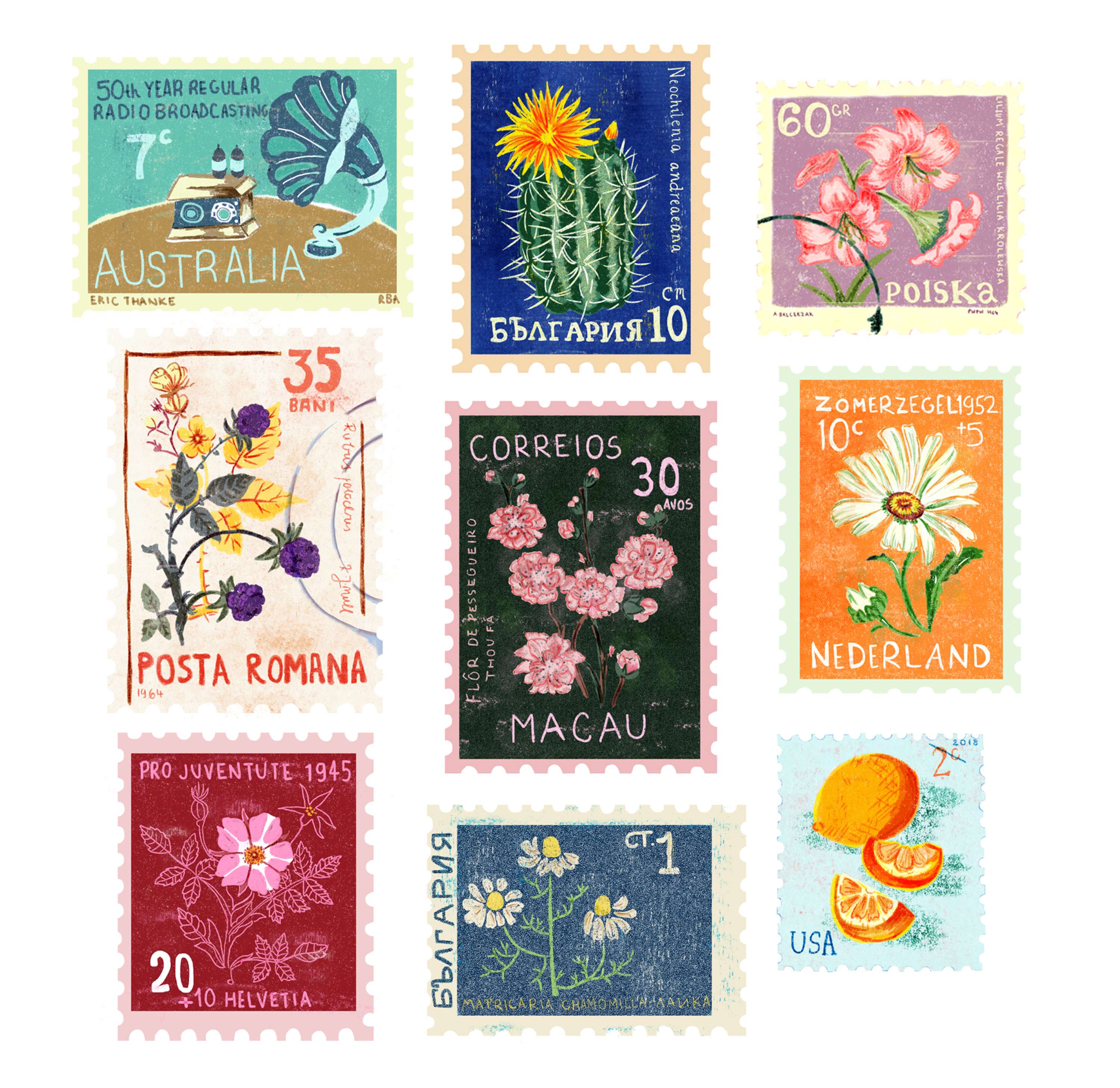 Stamp collection by Danielle Dey
