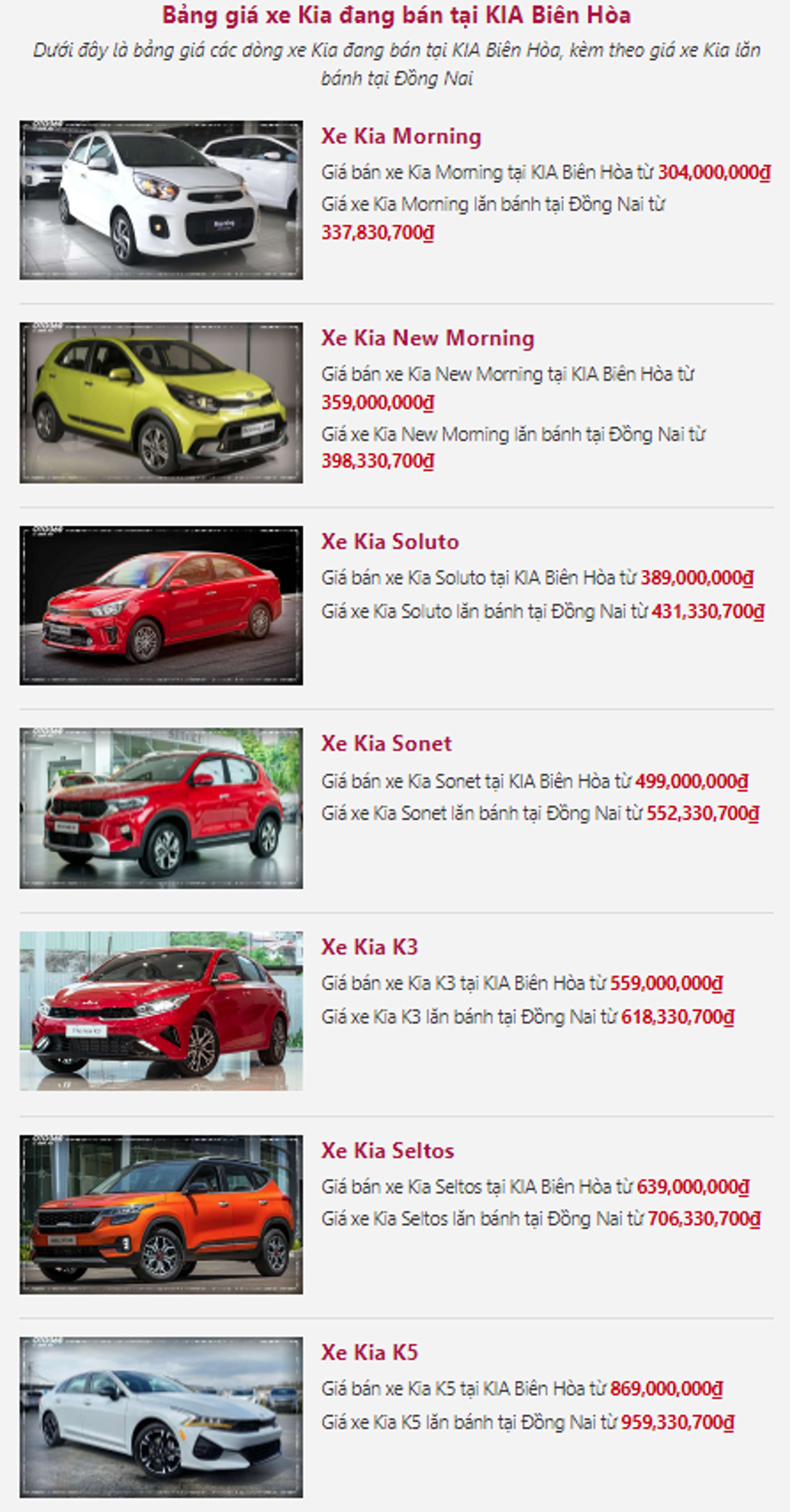 Cập Nhật Bảng Giá Và Thông Tin Showroom Kia Biên Hòa - Đồng Nai by Oto360 LGI