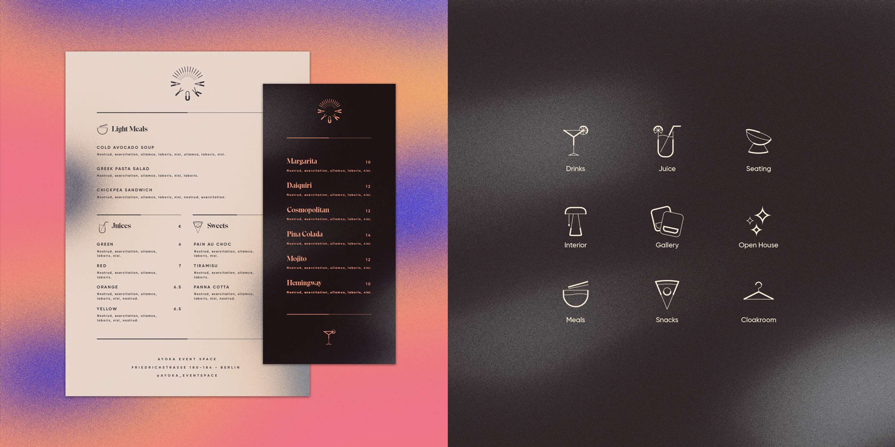 Ayoka Event Space Branding by Chris Kilchling