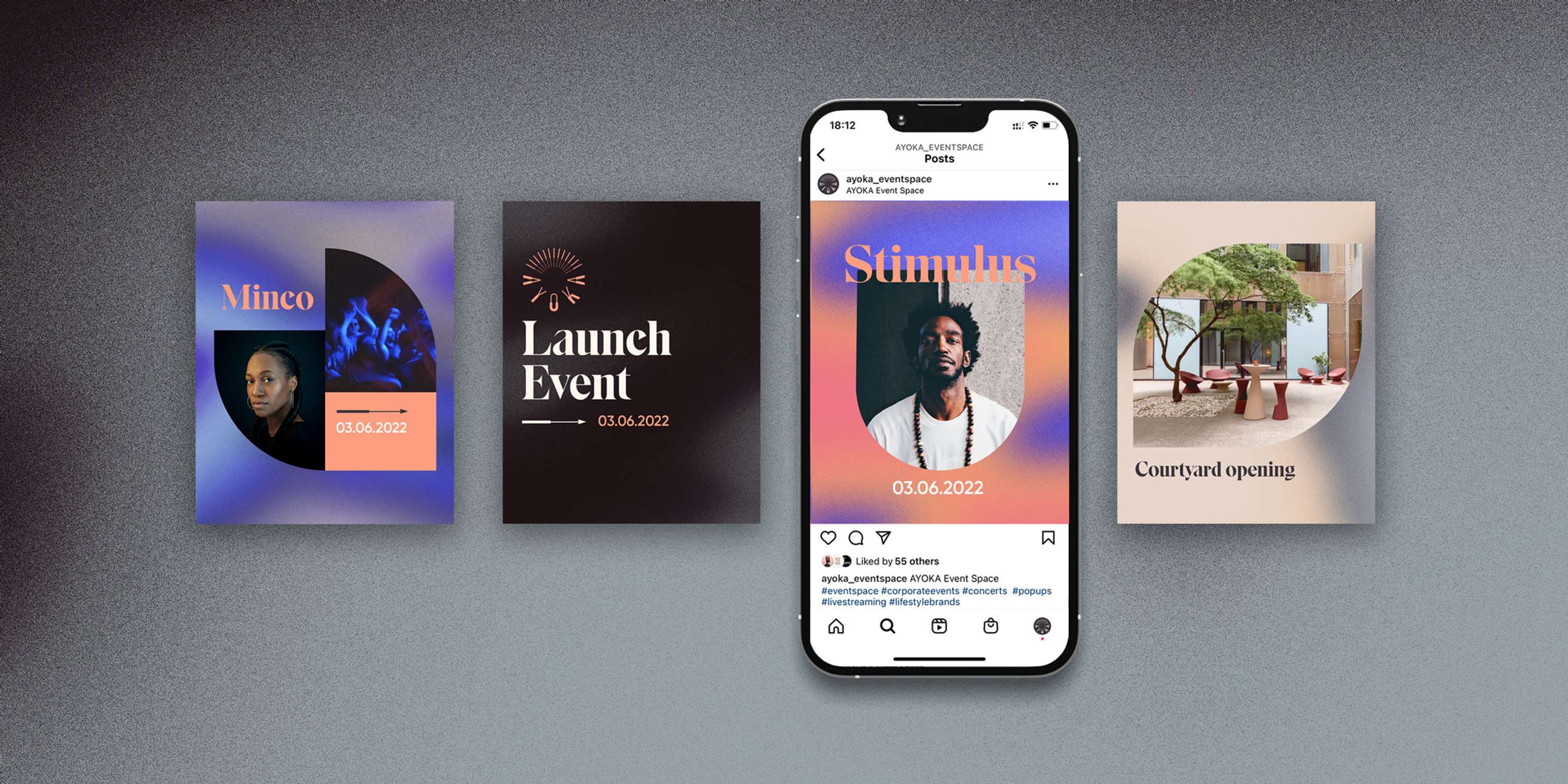 Ayoka Event Space Branding by Chris Kilchling
