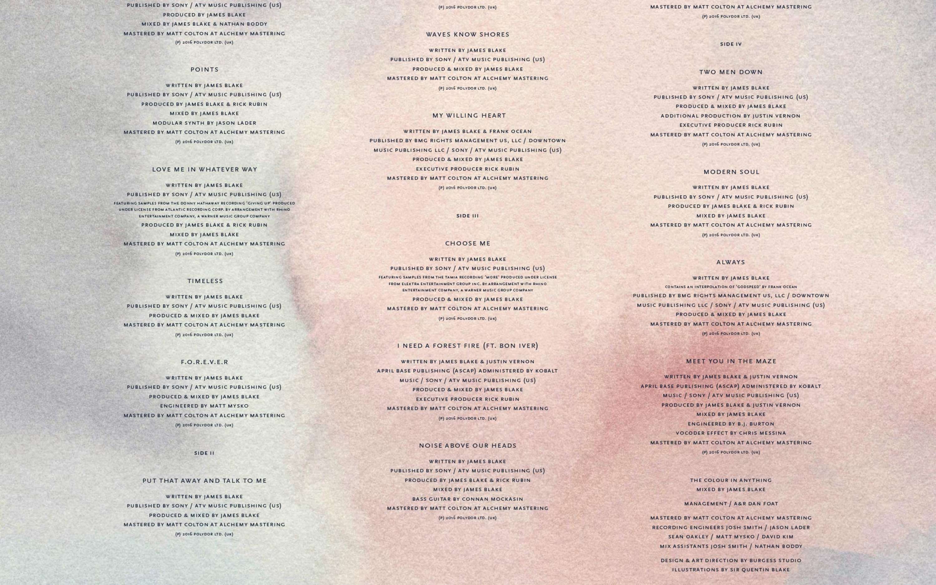 James Blake The Colour In Anything by Burgess Studio