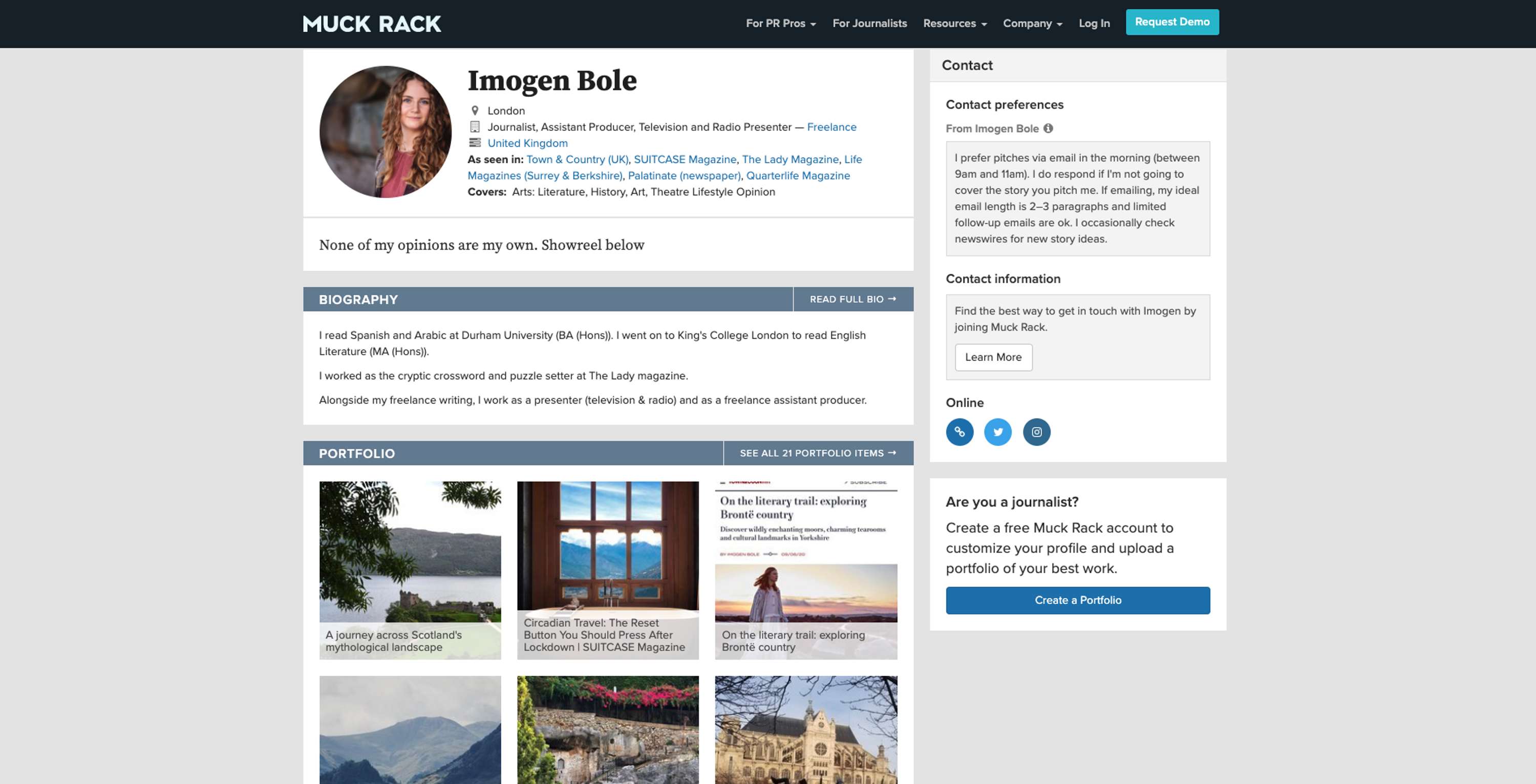 Writing Portfolio by Imogen Bole