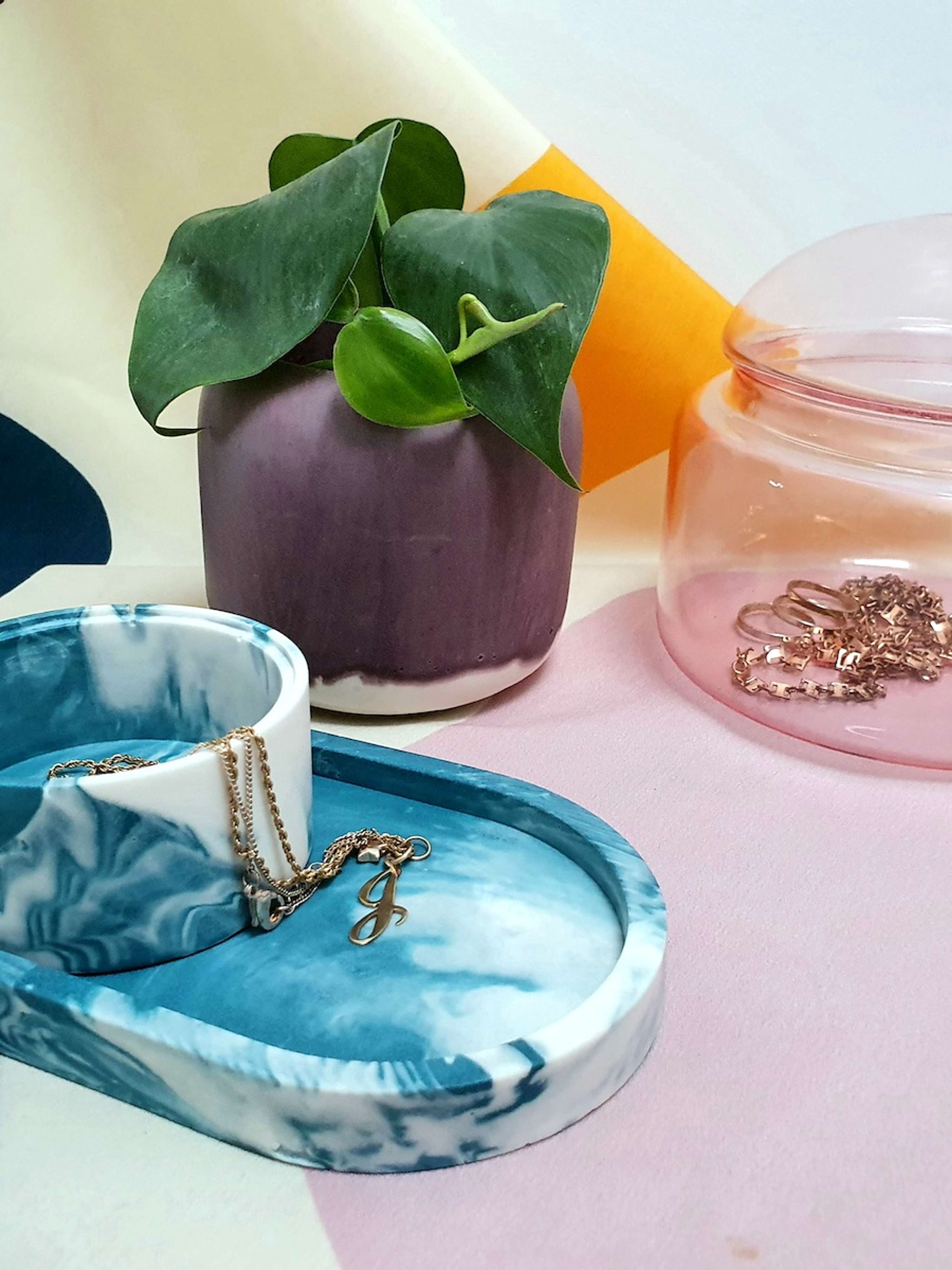 Jesmonite pots and objects by Joanna Waclawski