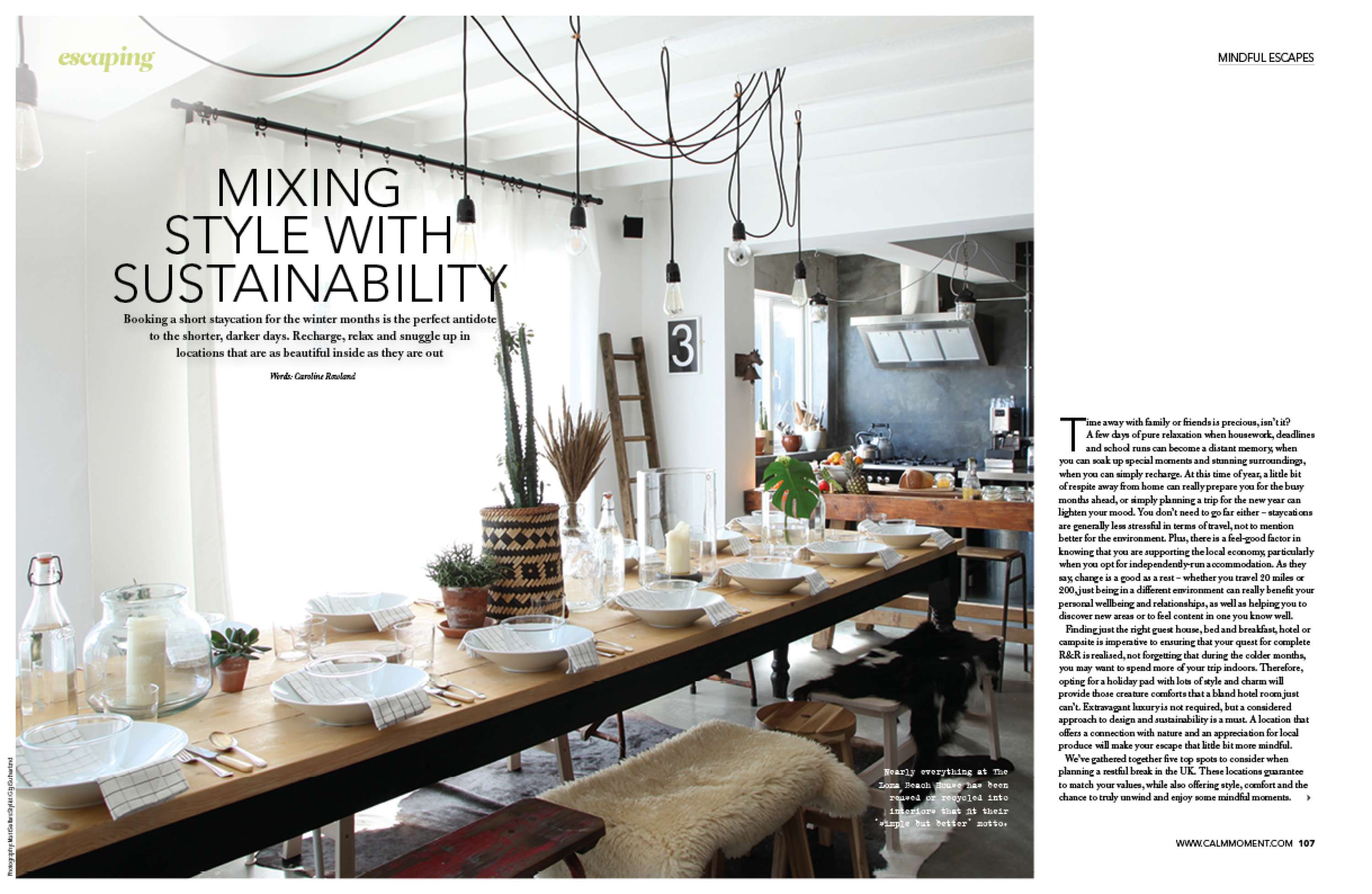 Regular contributor to In The Moment magazine by Caroline Rowland