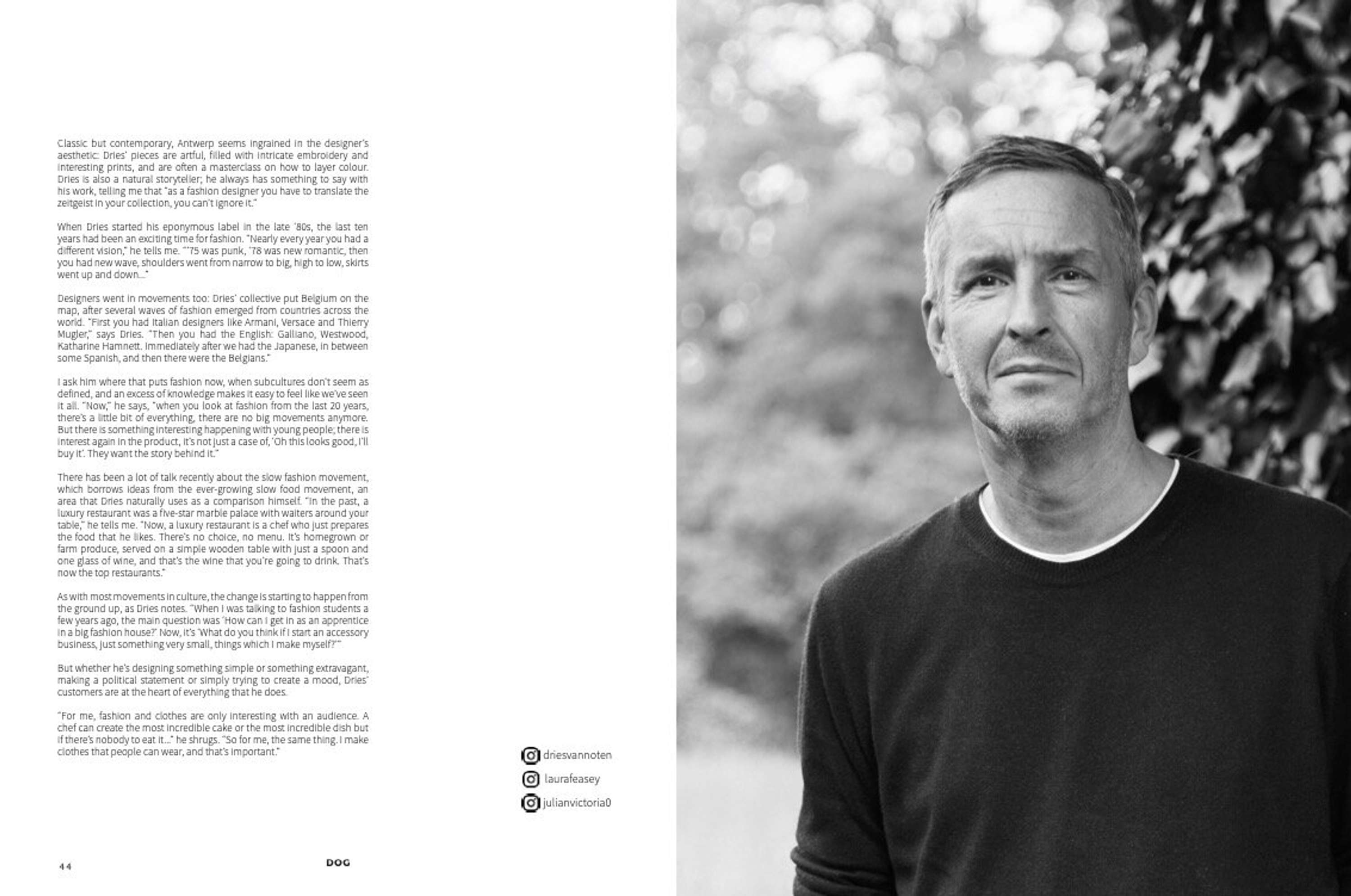 Interview with Dries Van Noten by Laura Feasey
