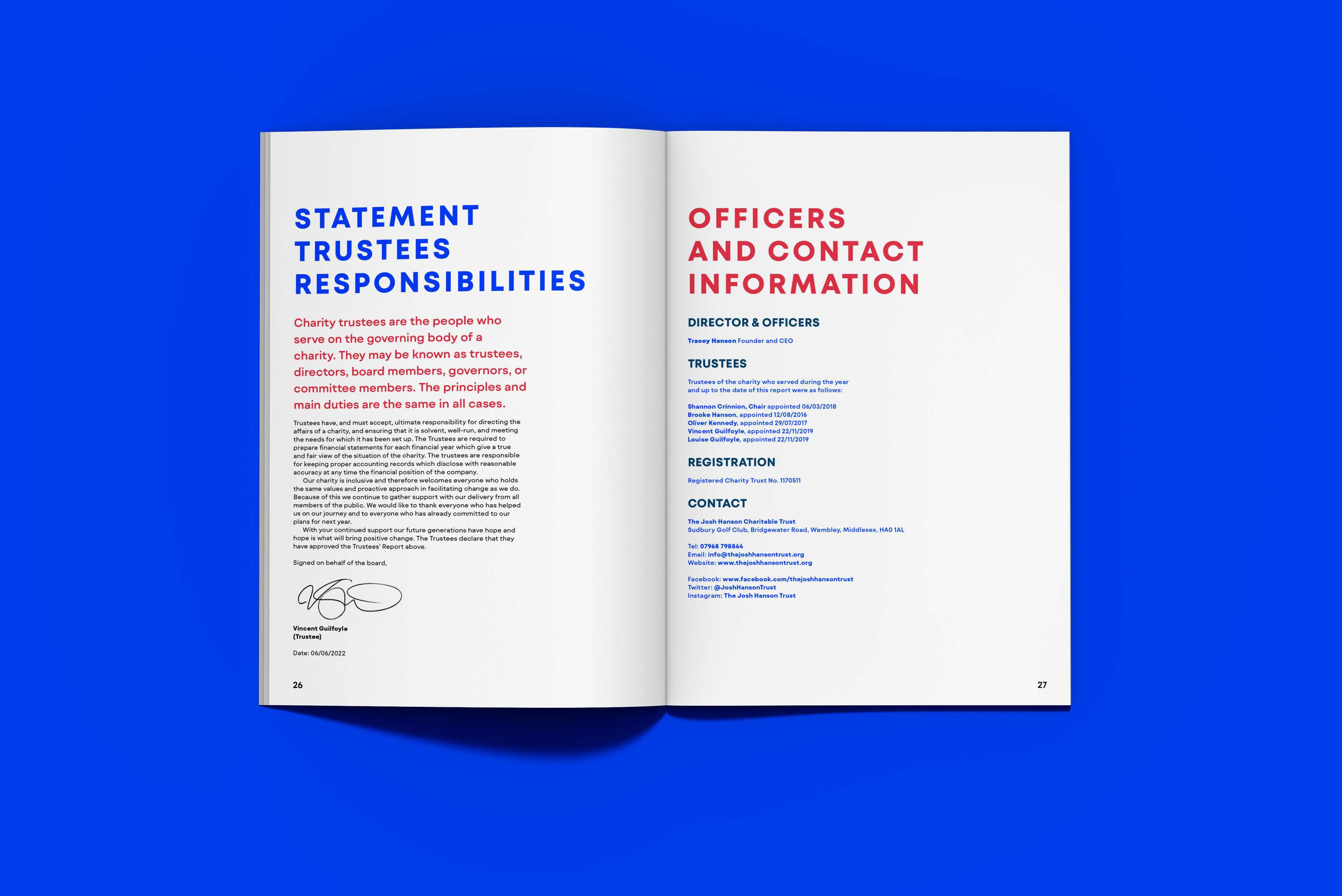 The Josh Hanson Trust Annual Report by Rhona Breeze-Lawlor