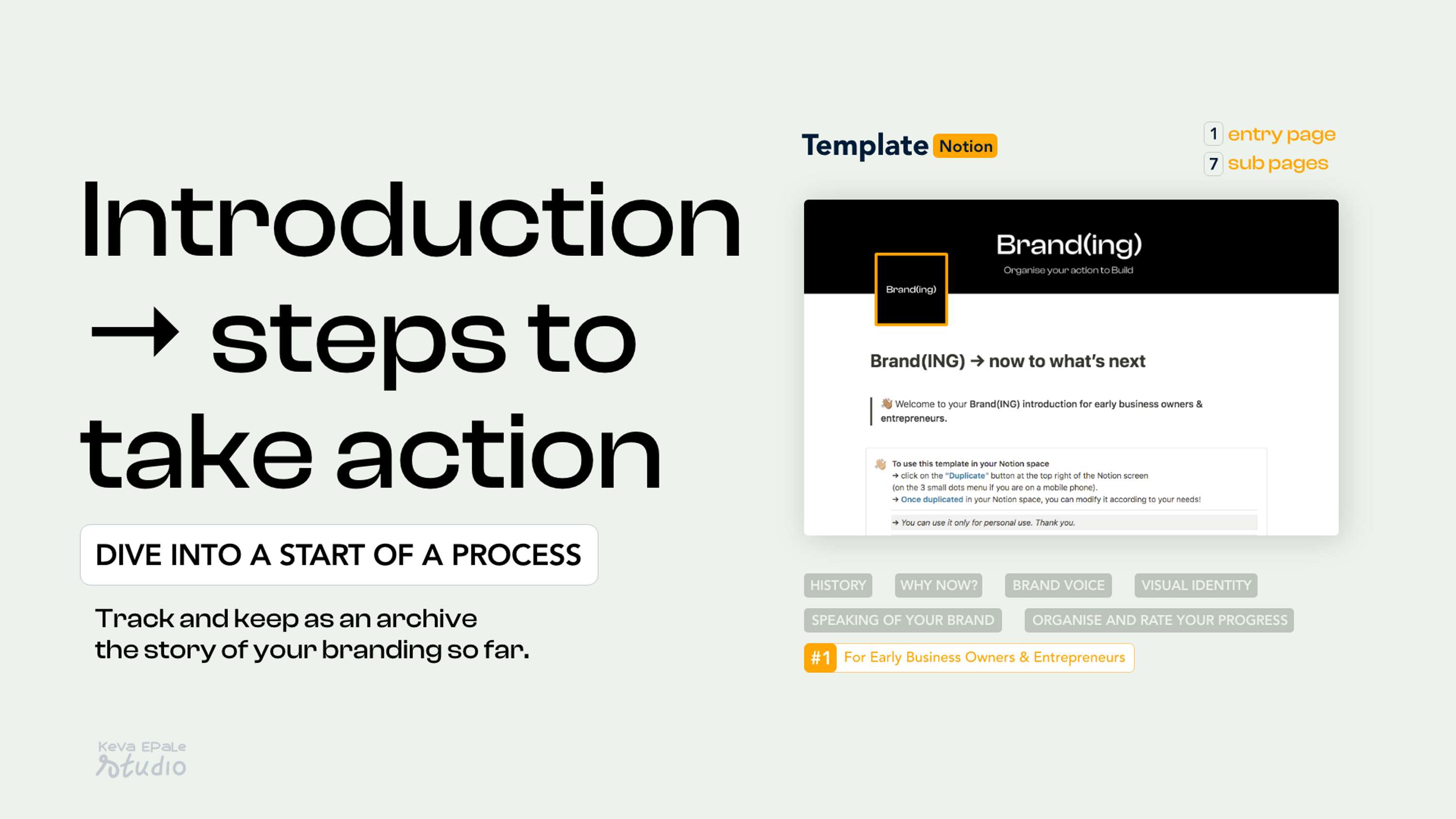 Brand(ing) now to what's next → Notion template by Keva Epale