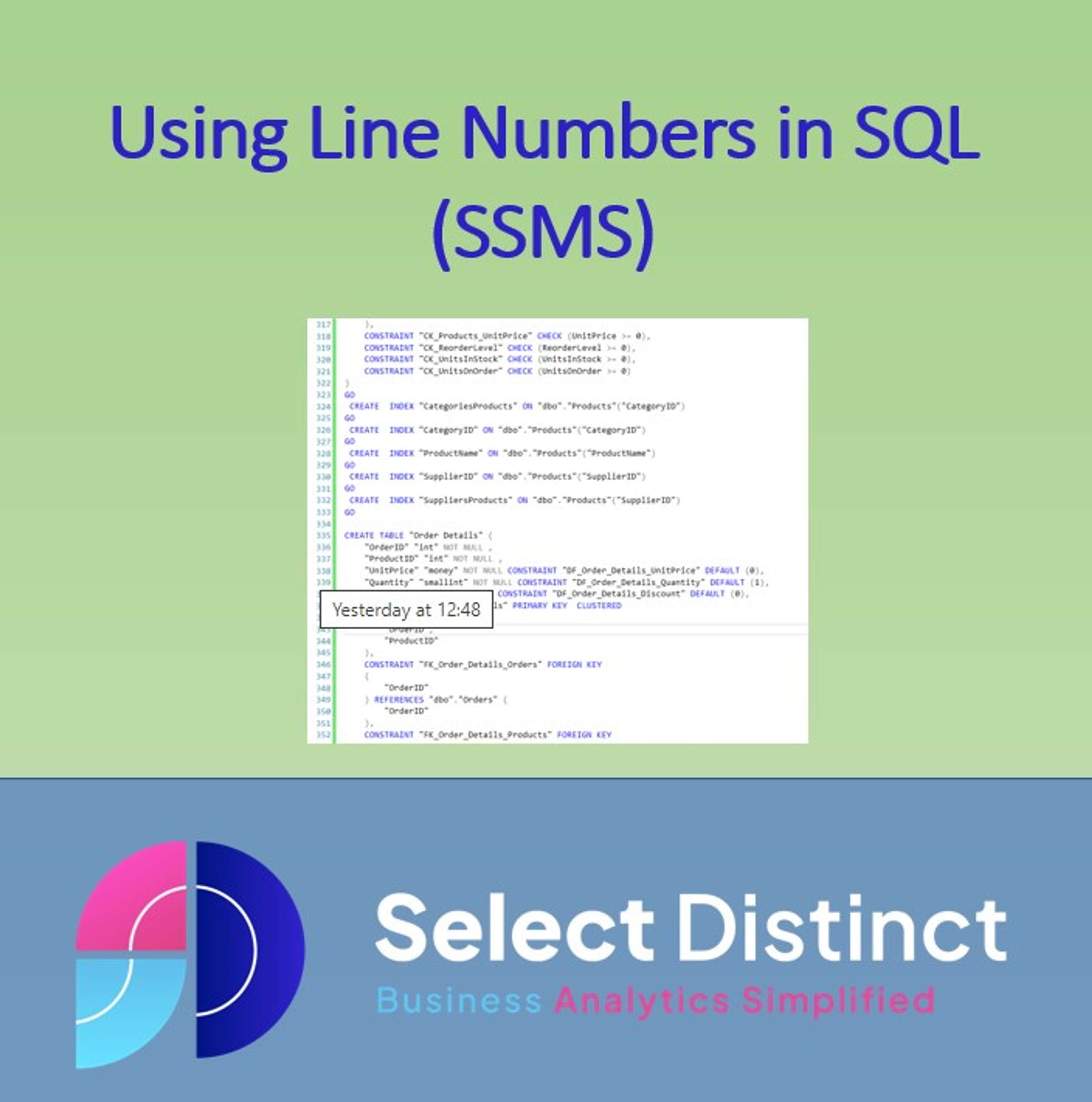 How and Why to use line numbers in SQL by Simon Harrison