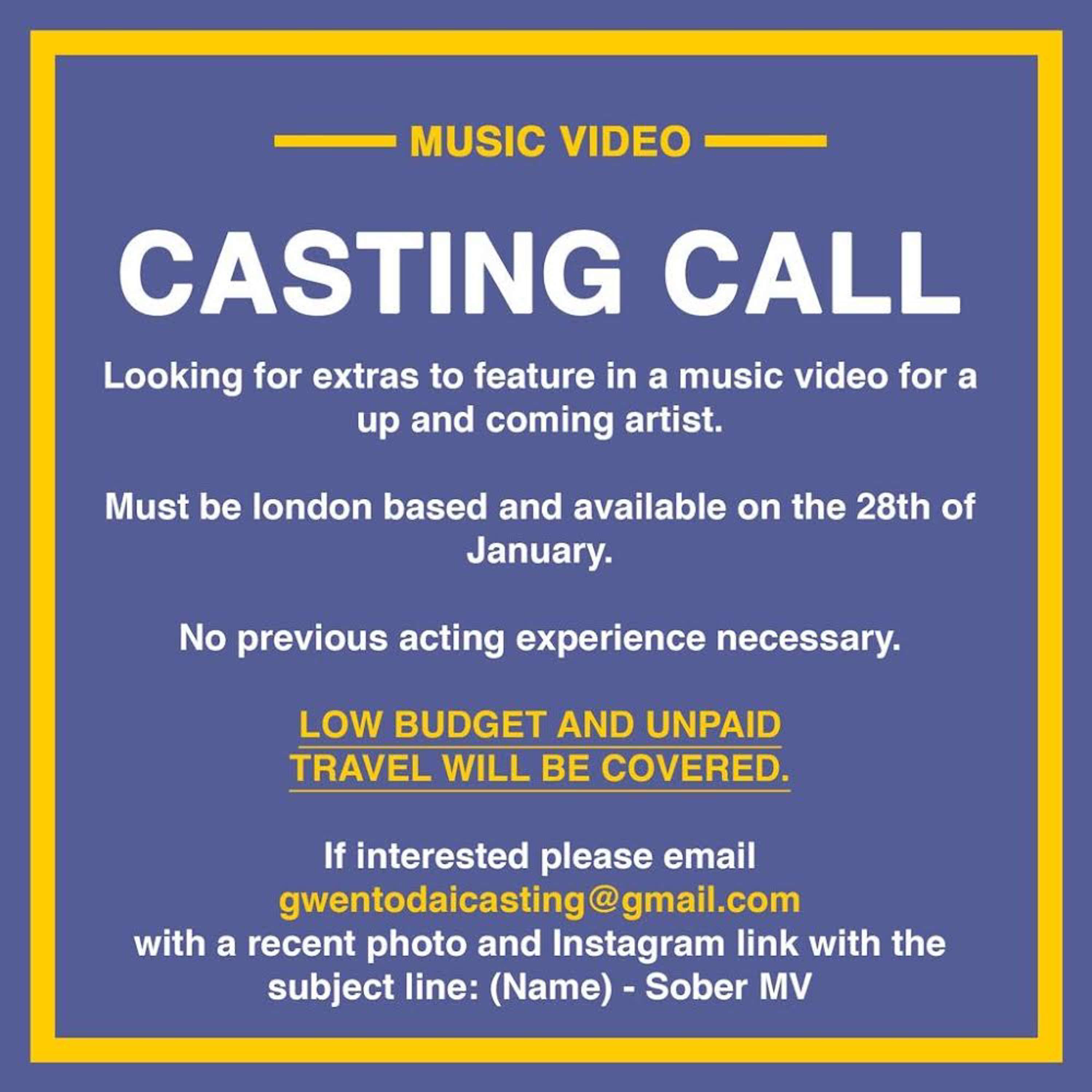 Casting Call for Music Video 28th January by Jarvis Akenteng