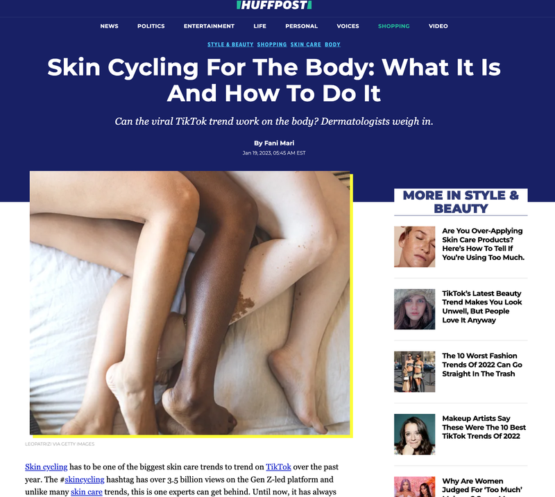 HuffPost - Skin Cycling for the body by Fani Mari