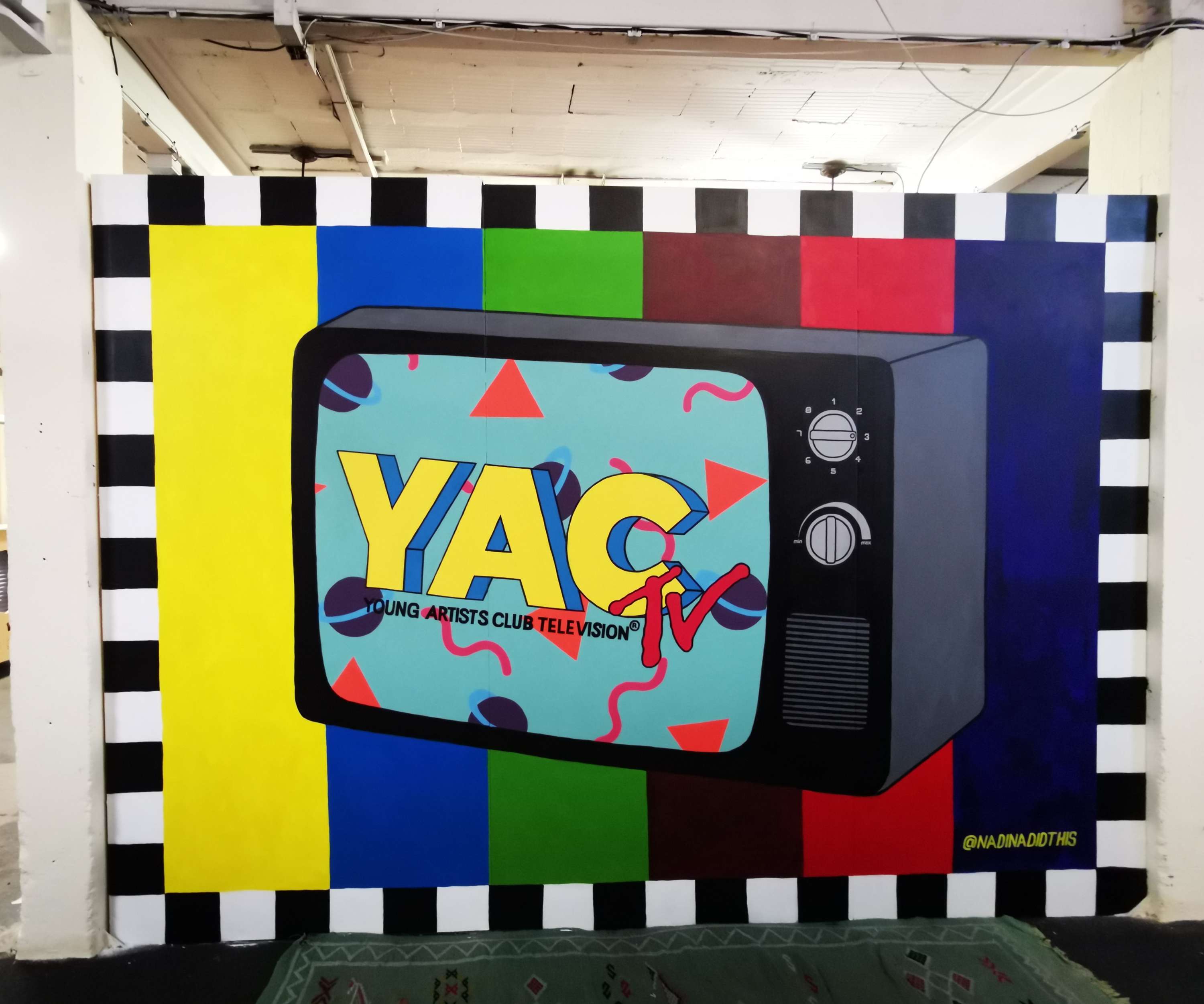 YAC TV mural in collaboration with F.A.T. Studio by Nadina Ali