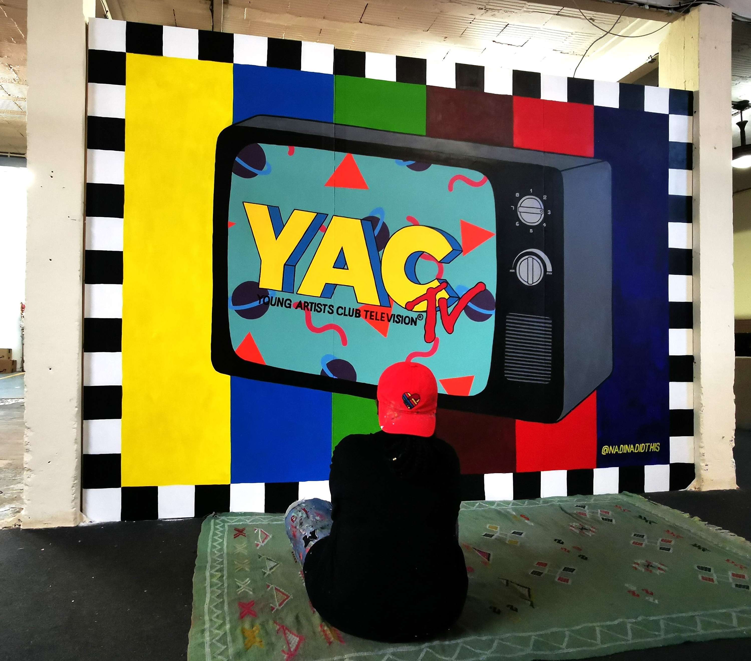 YAC TV mural in collaboration with F.A.T. Studio by Nadina Ali