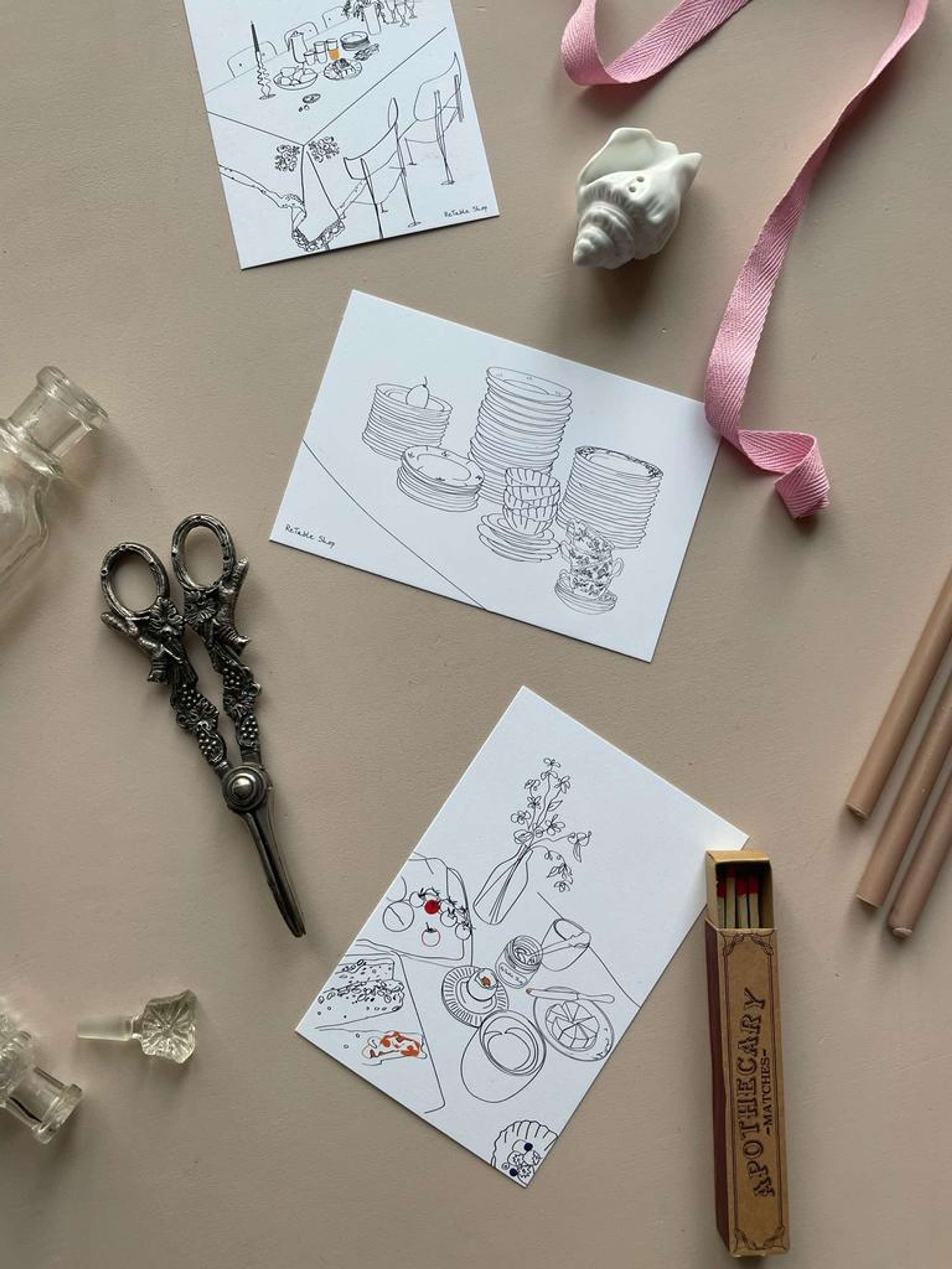 Tableware illustrations and animations by Elza Rigel