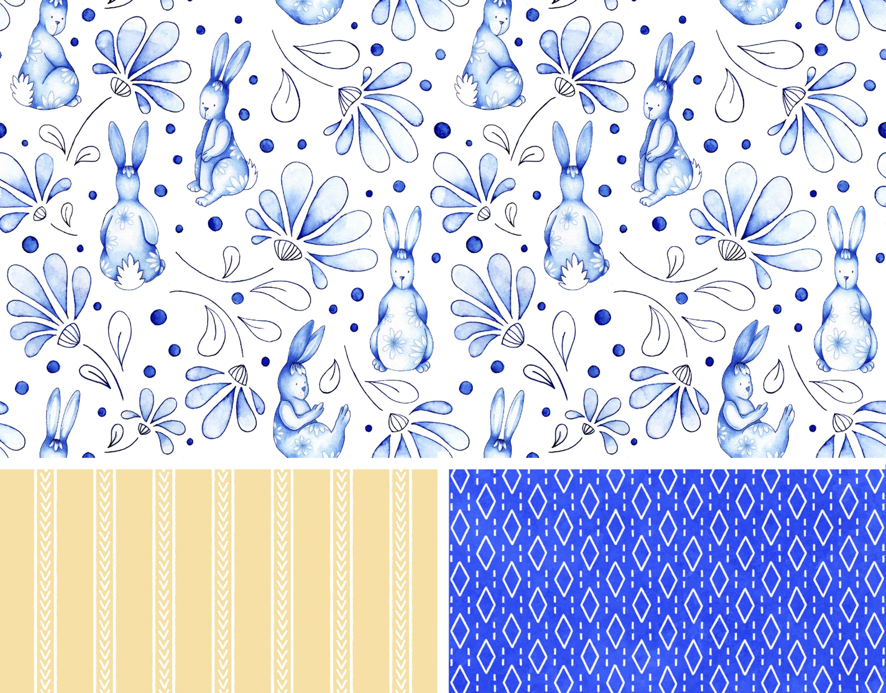 Blue and White Rabbits Nursery Project by Clare Warner