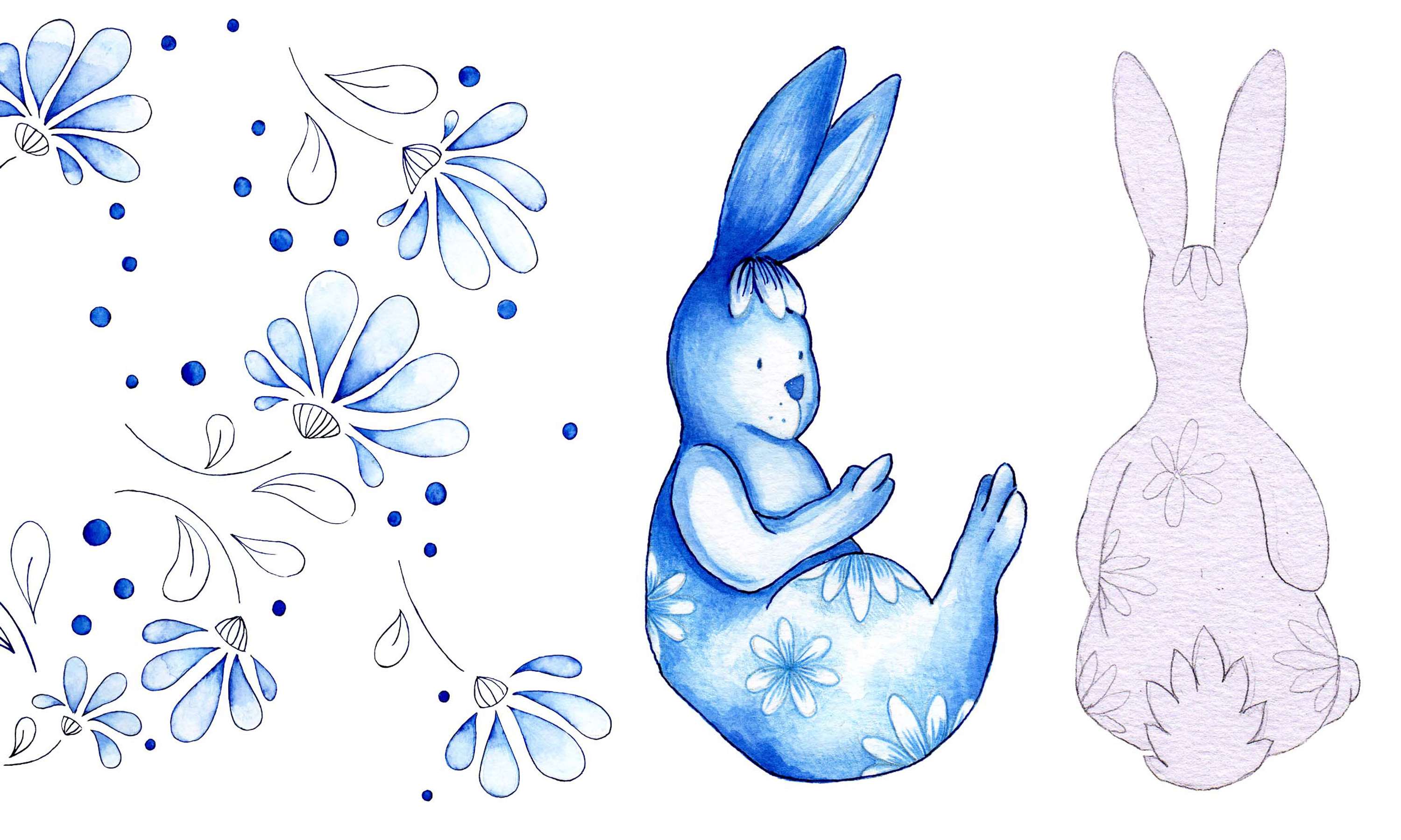 Blue and White Rabbits Nursery Project by Clare Warner
