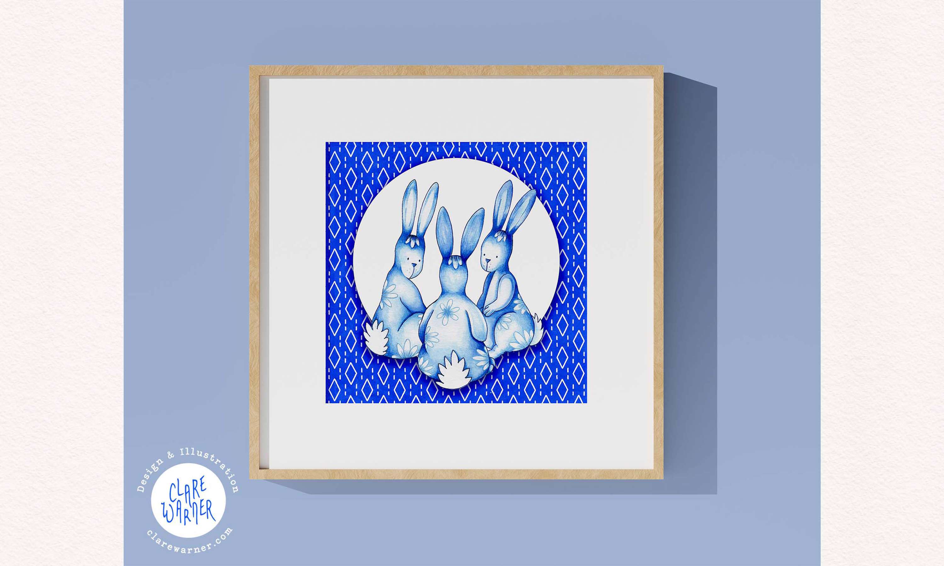 Blue and White Rabbits Nursery Project by Clare Warner