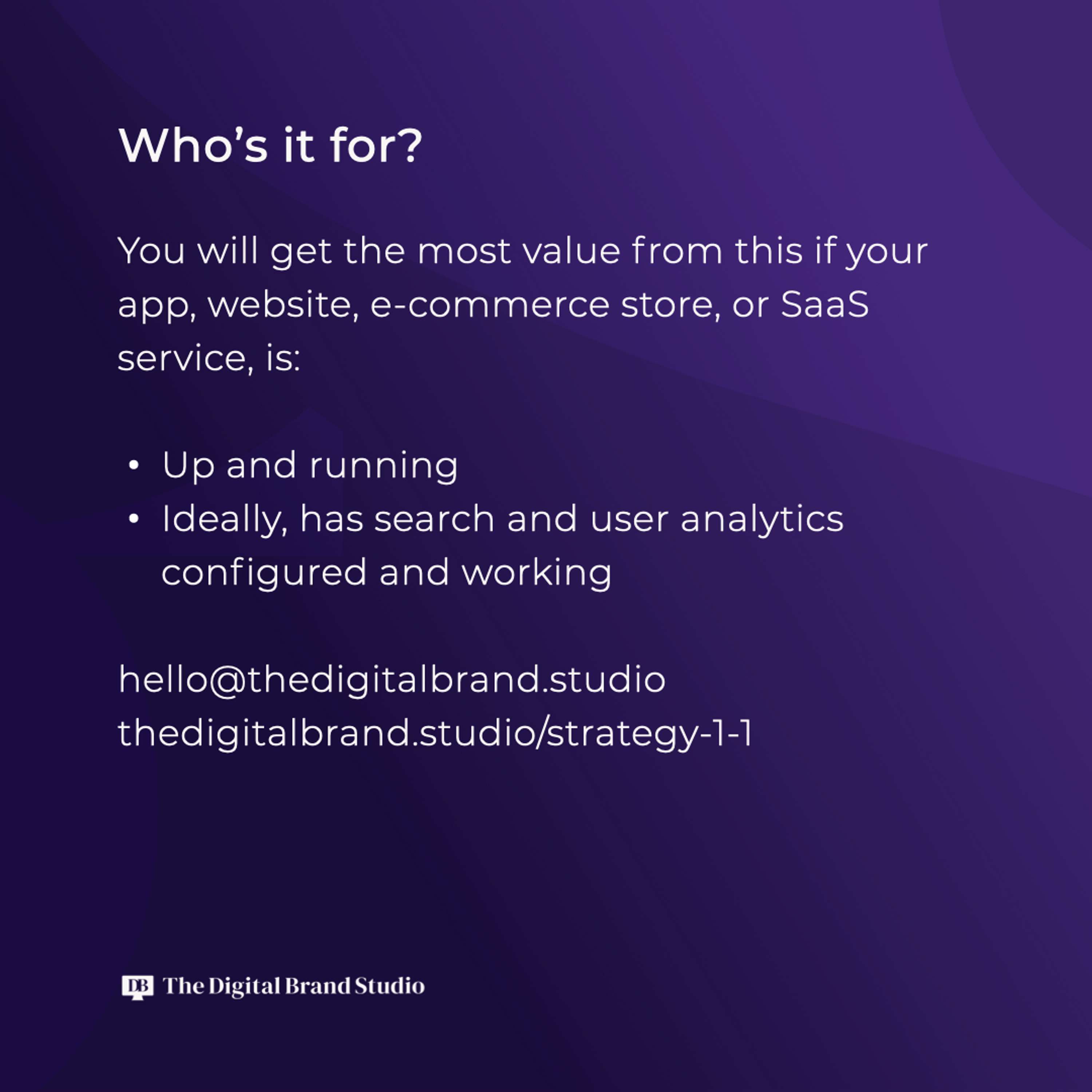 App or website strategy 1:1 by The Digital Brand Studio Ltd
