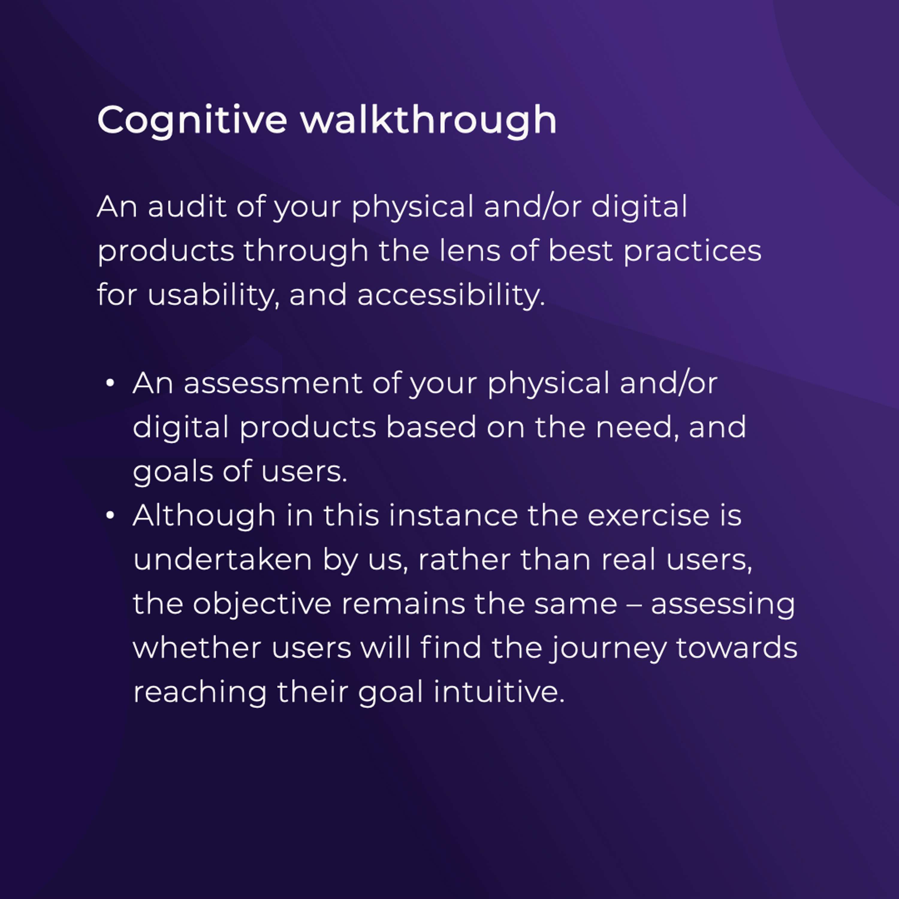 Analysis of your existing app, website or service experience by The Digital Brand Studio Ltd