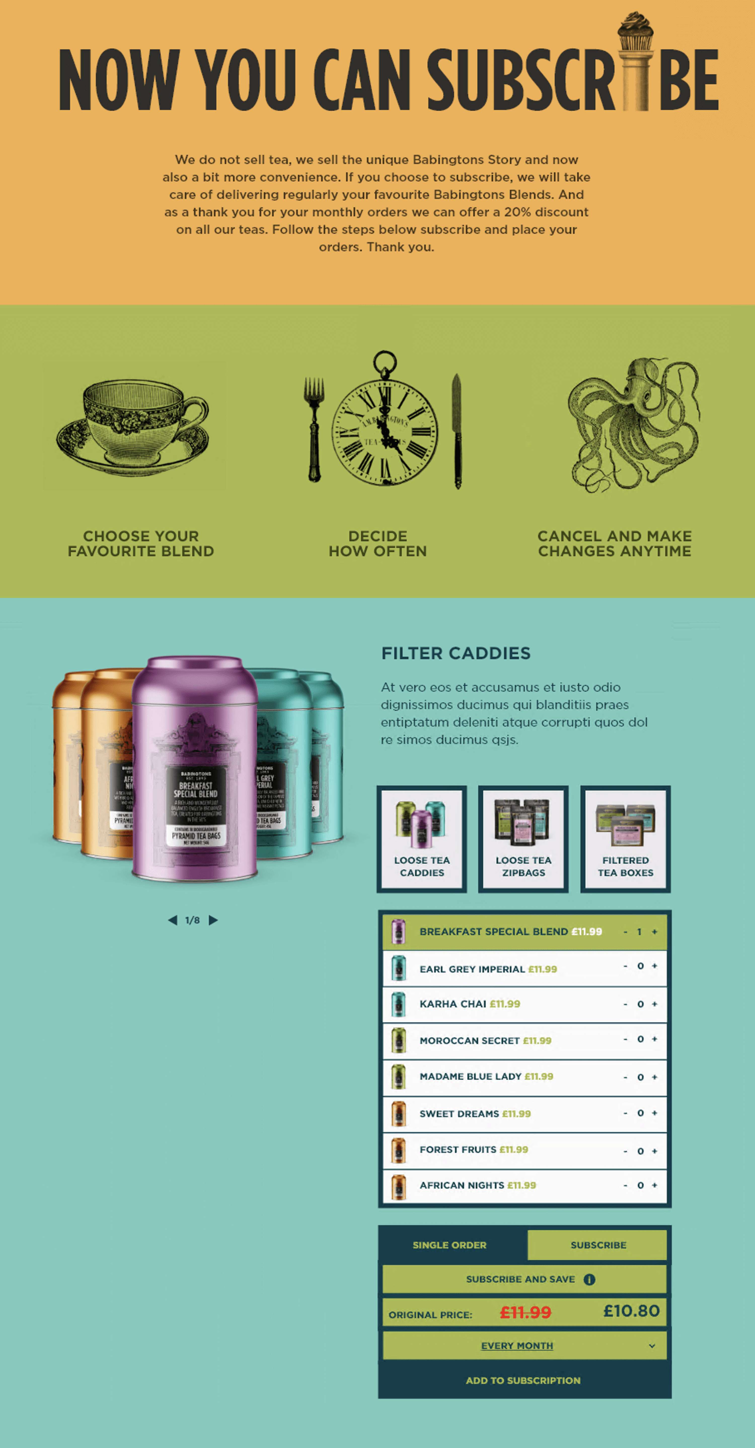 BABINGTONS BLENDS, Website Design by Beatrice Duguid Cox