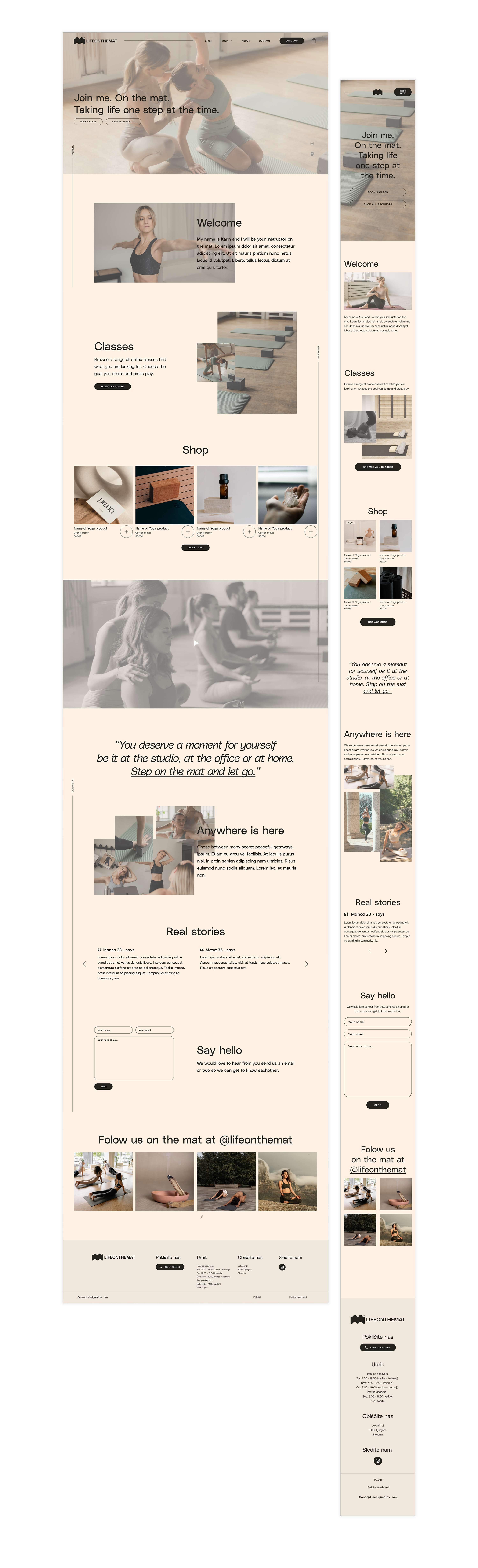LifeOnTheMat | UI/UX website design and branding by Maj Gajšek