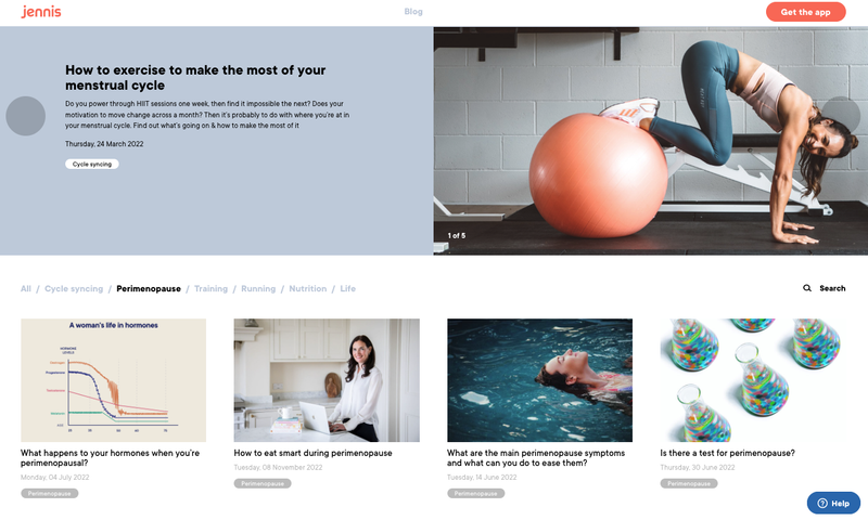 Creating Jennis Fitness' new perimenopause pillar by Amy Bonifas