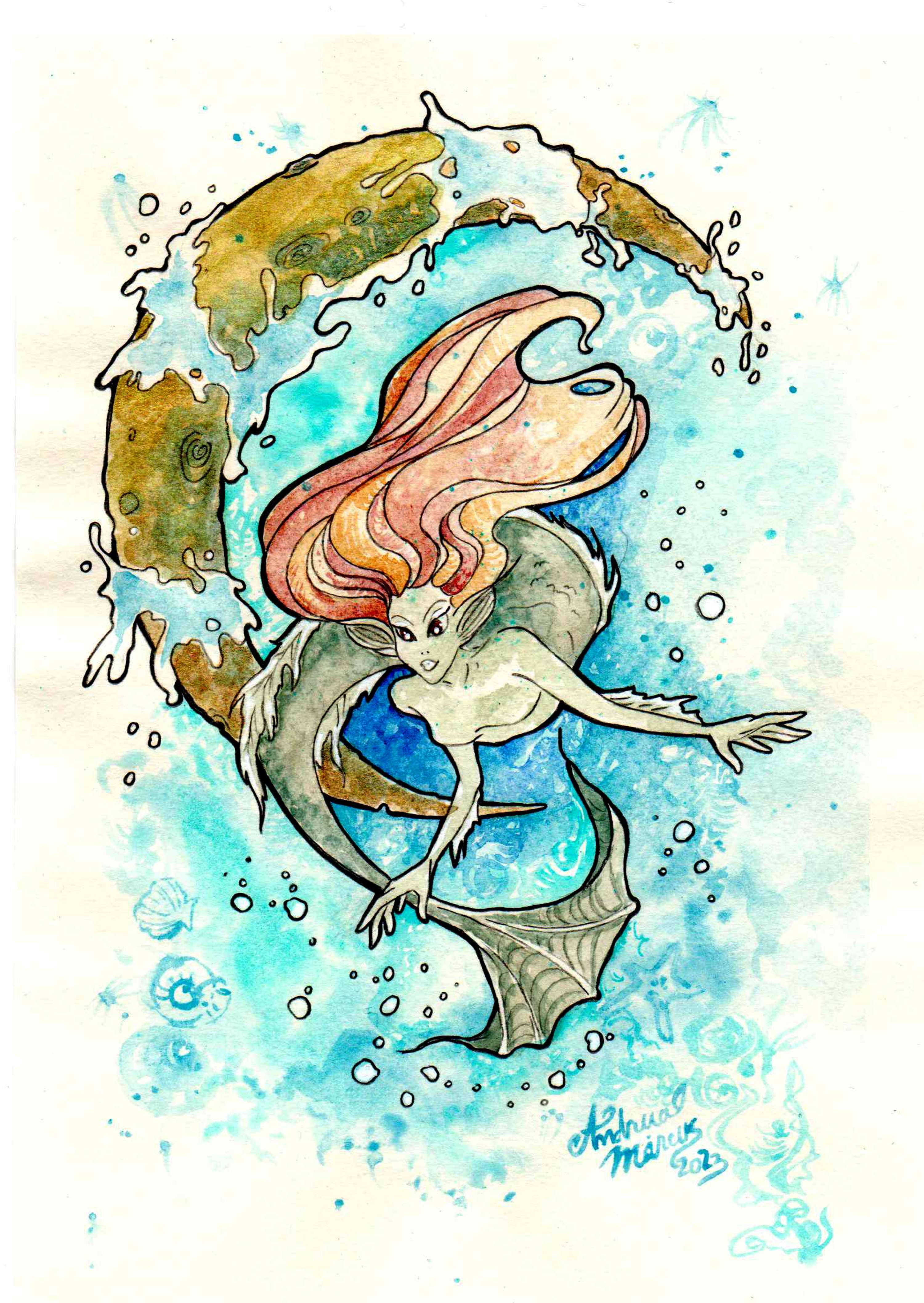 "Dancing with mermaid and the moon" by Andreea Marcus