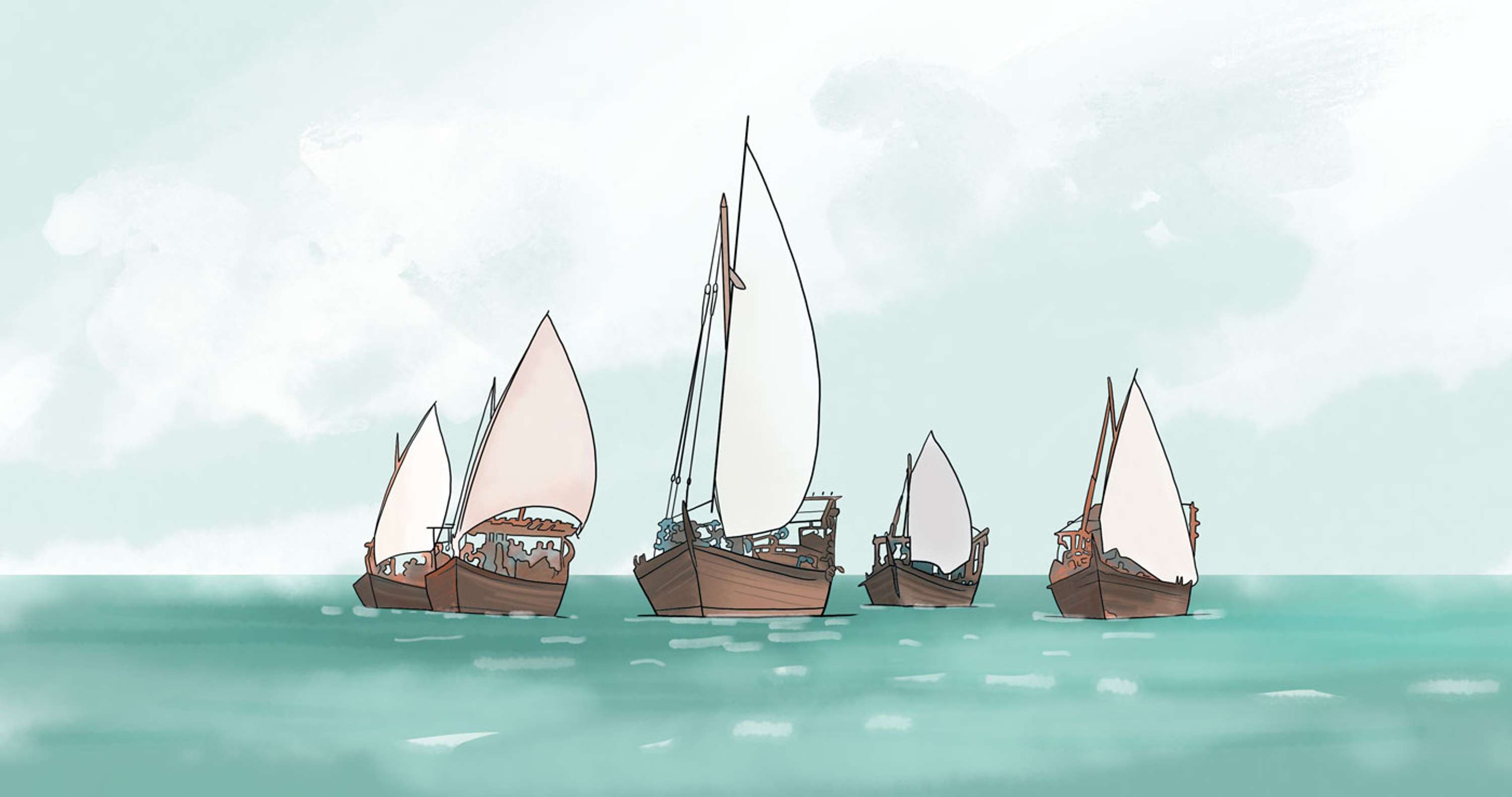 Qatar Library illustrations by Holly Smith