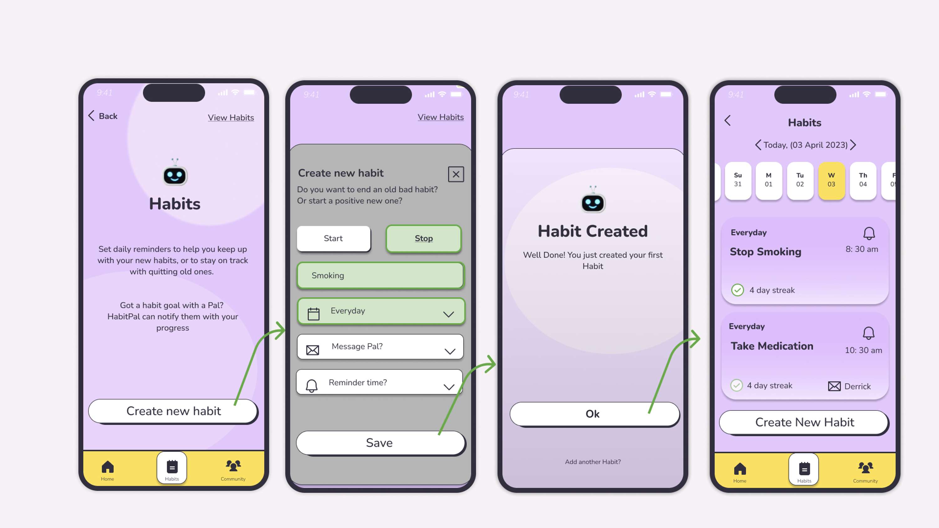 UX/ UI case study - HabitPal by hannah wynne