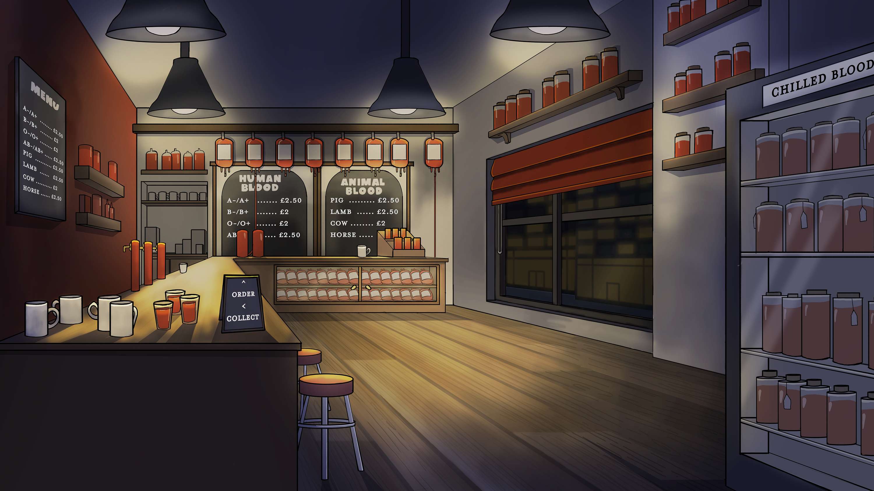 Vampire Shop - Background Design by Louise Claughton