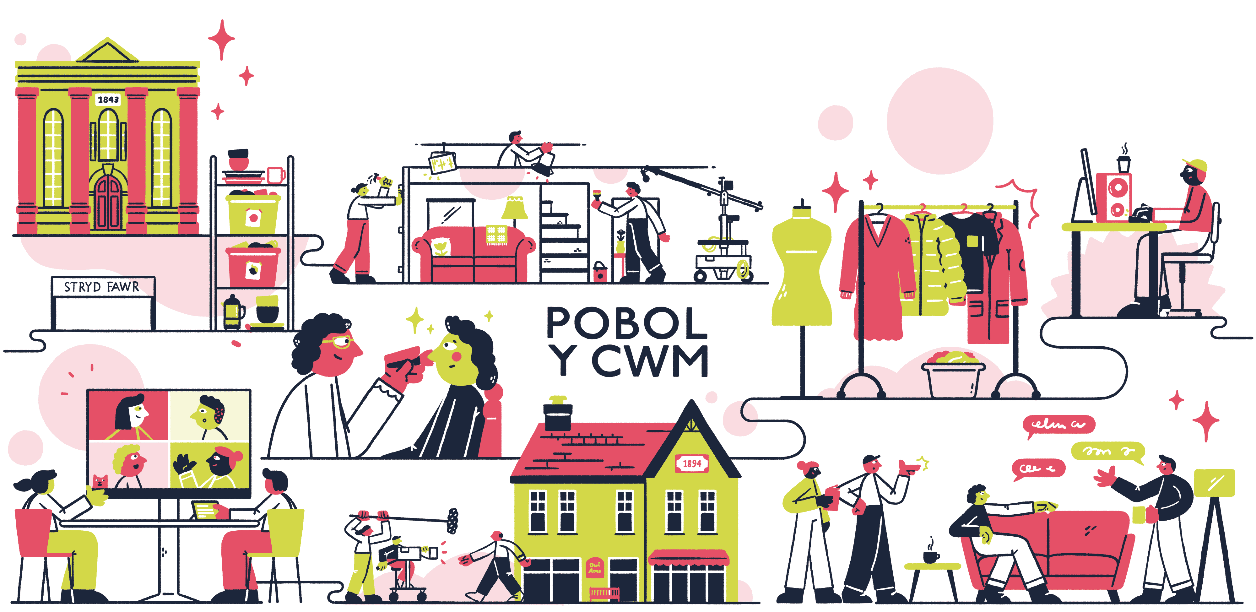 BBC Pobl Y Cwm mural by Matt Joyce
