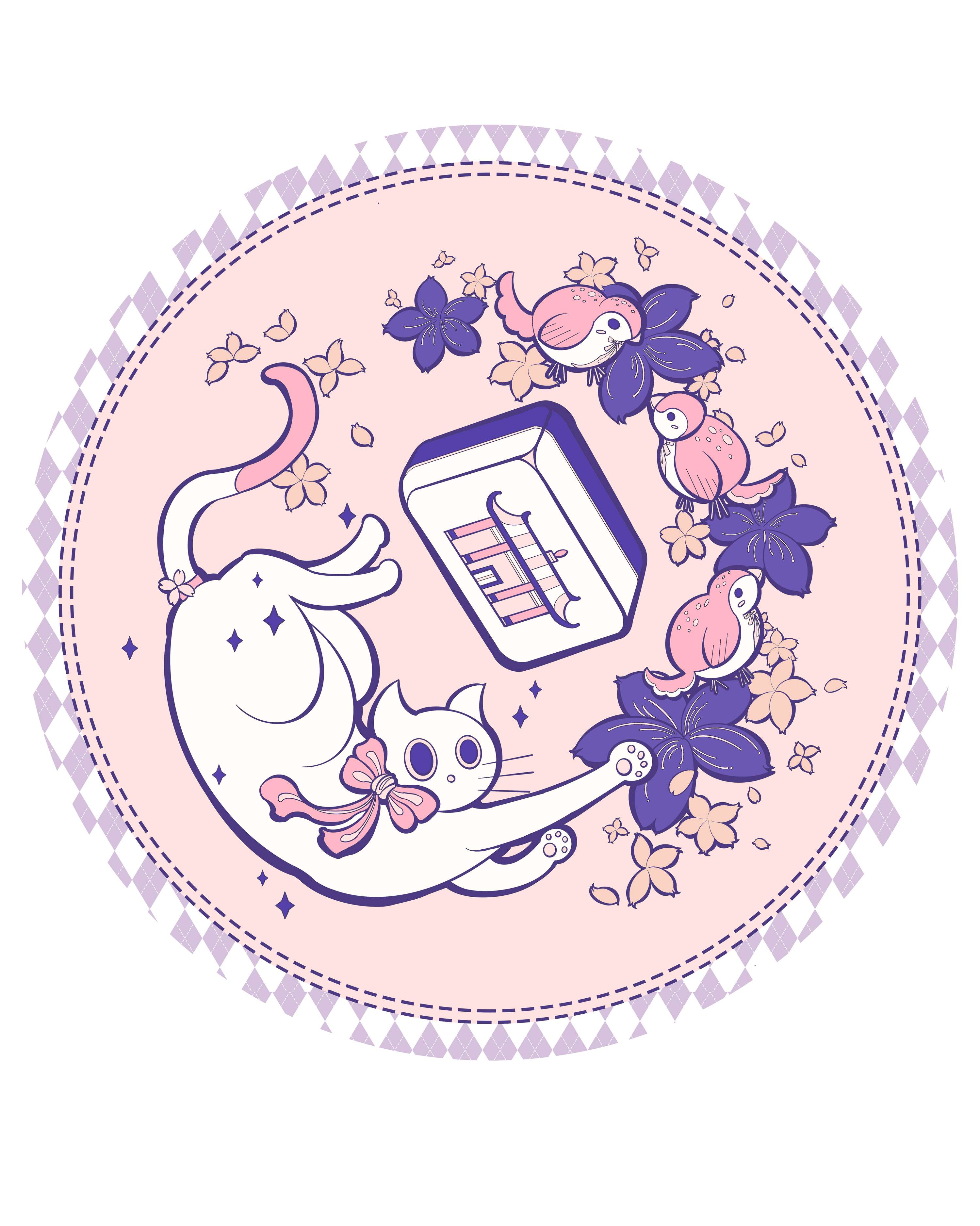 cat, mahjong, Badge Design by Sherry Ai