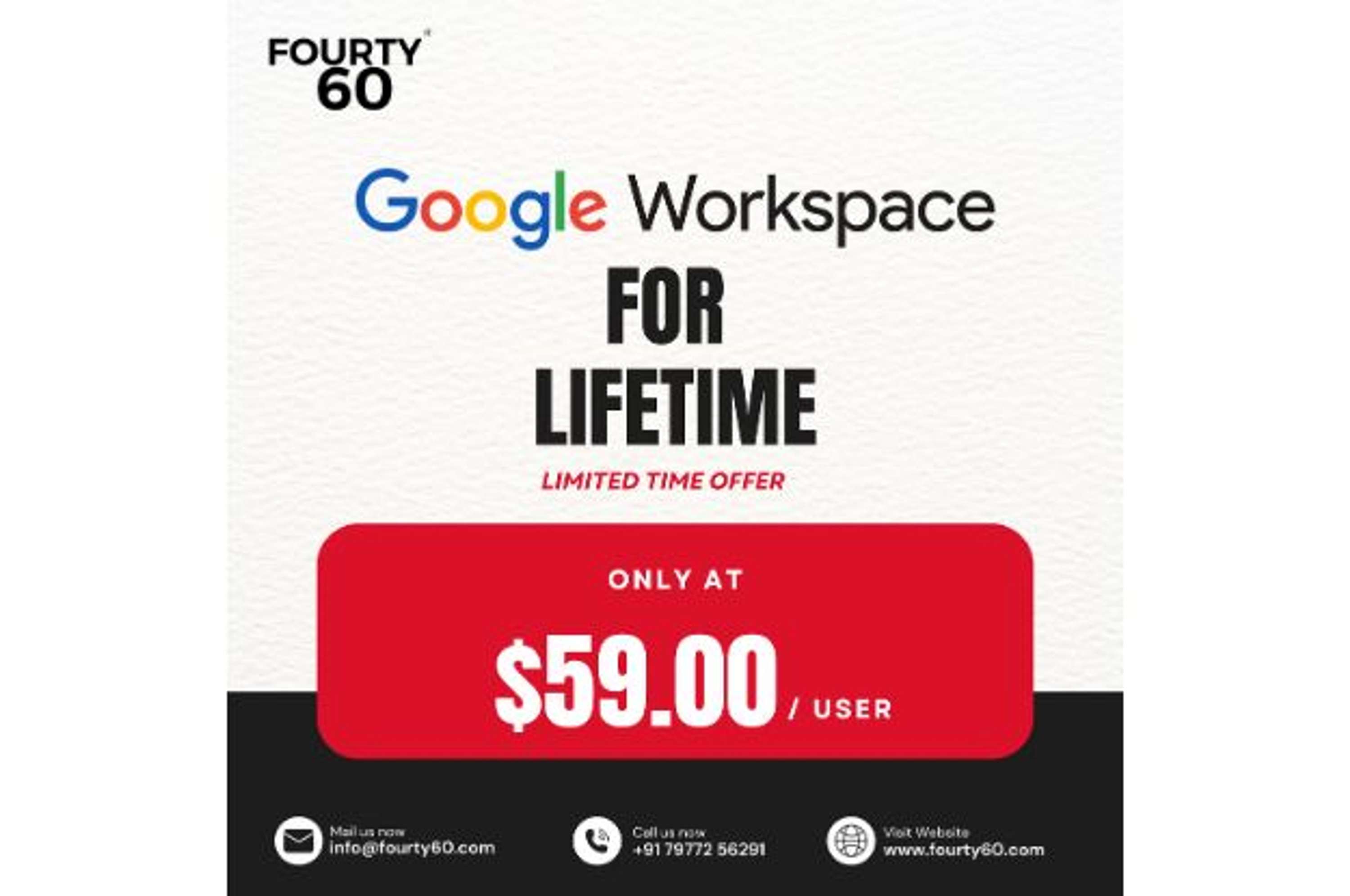 Unlocking Google Workspace for a Lifetime at $59 USD with Fourty60 by Fourty60 Infotech