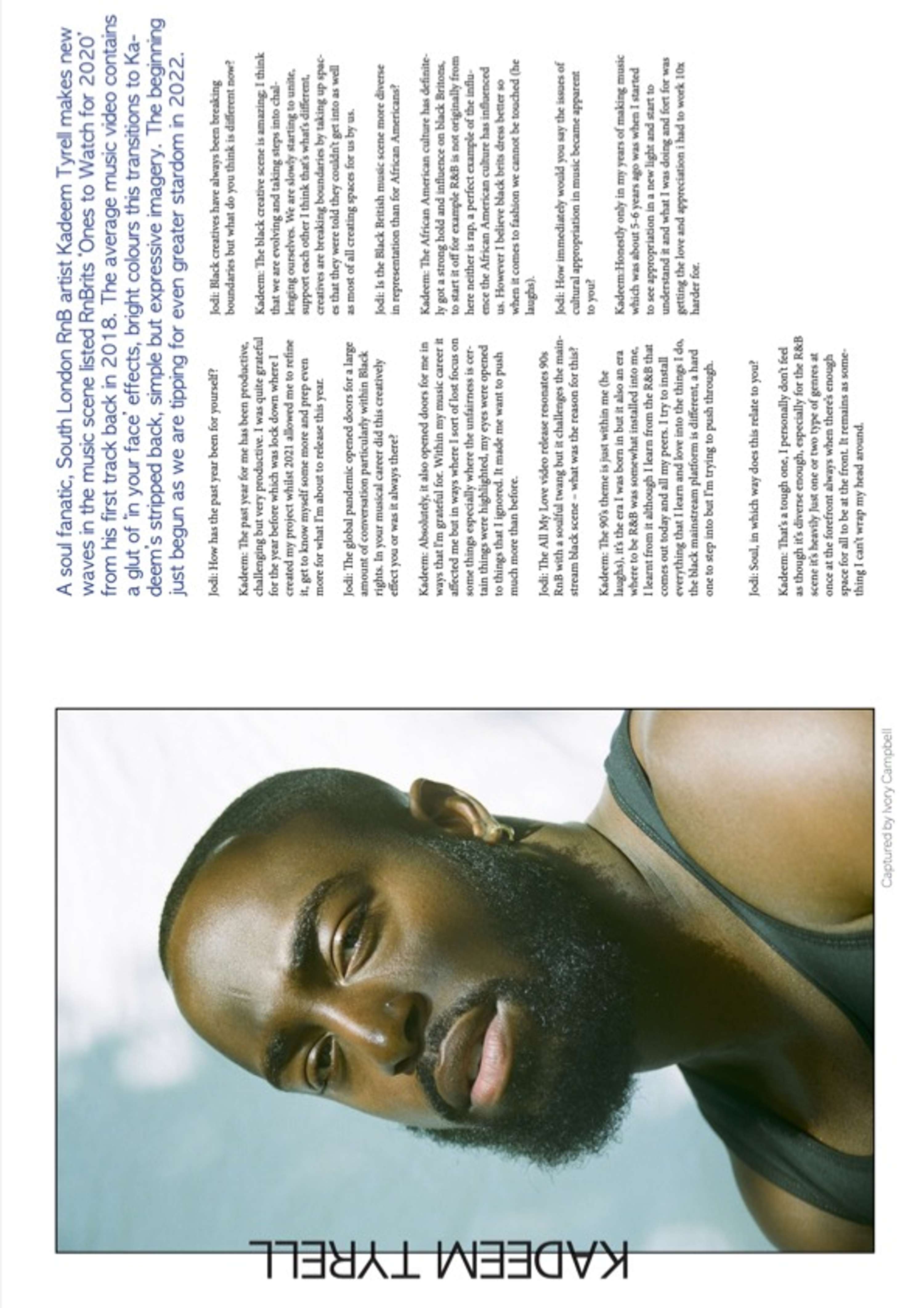 Interview with musician, Kadeem Tyrell by Jodi Clarke