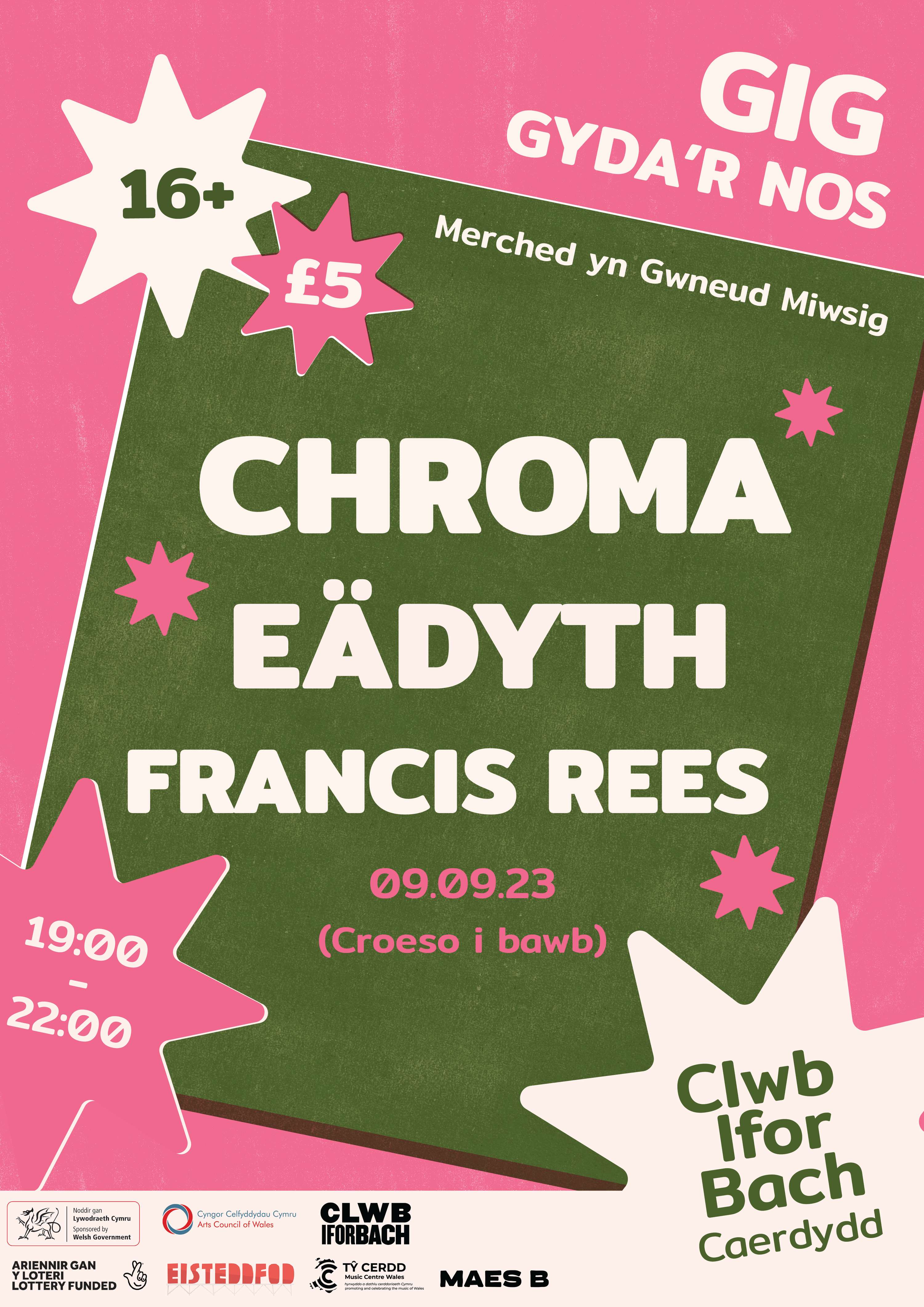Posters for a gig and workshop run by Merched Yn Gwneud Miwsig by Catherine Davies