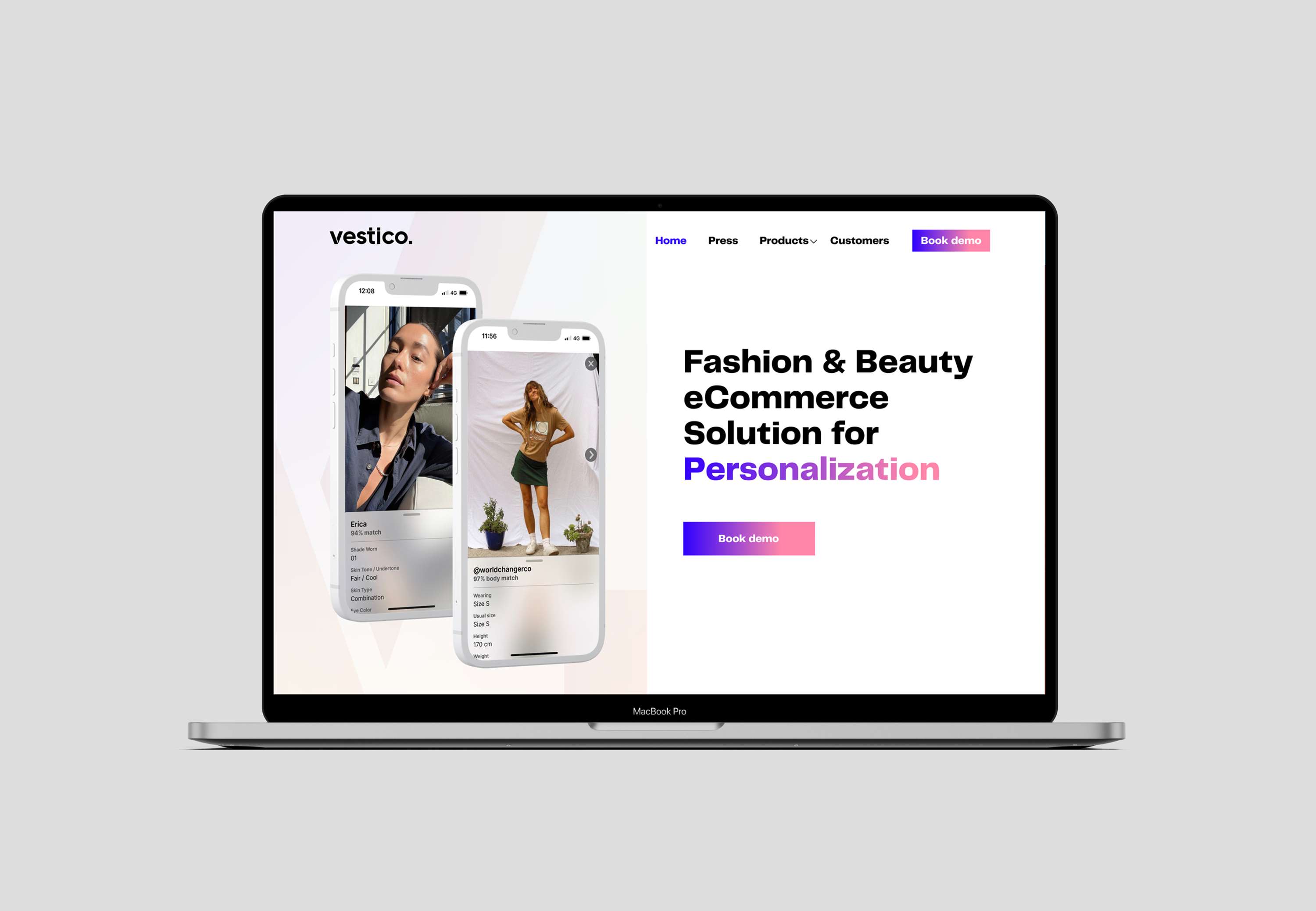 Vestico webdesign by Stacey Nova